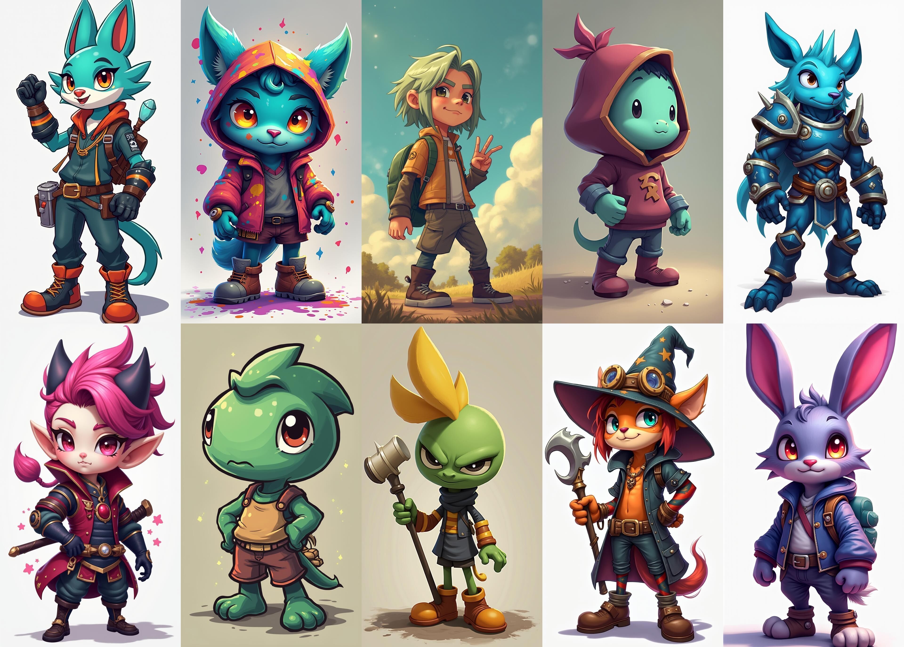 Strong Fantasy Hero bundle 5 pack 100 obj Low-poly 3D model_12