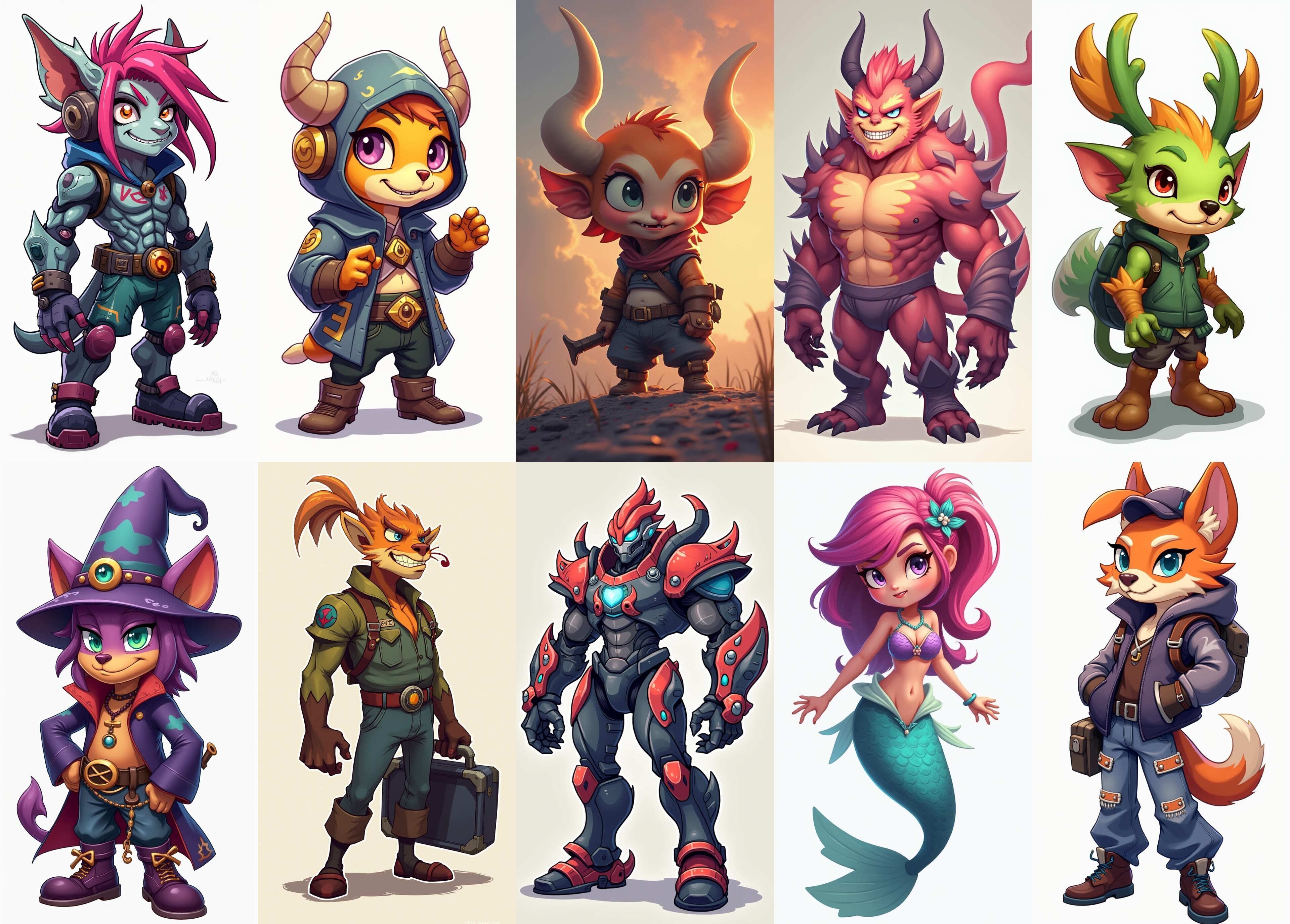 Strong Fantasy Hero bundle 5 pack 100 obj Low-poly 3D model_10