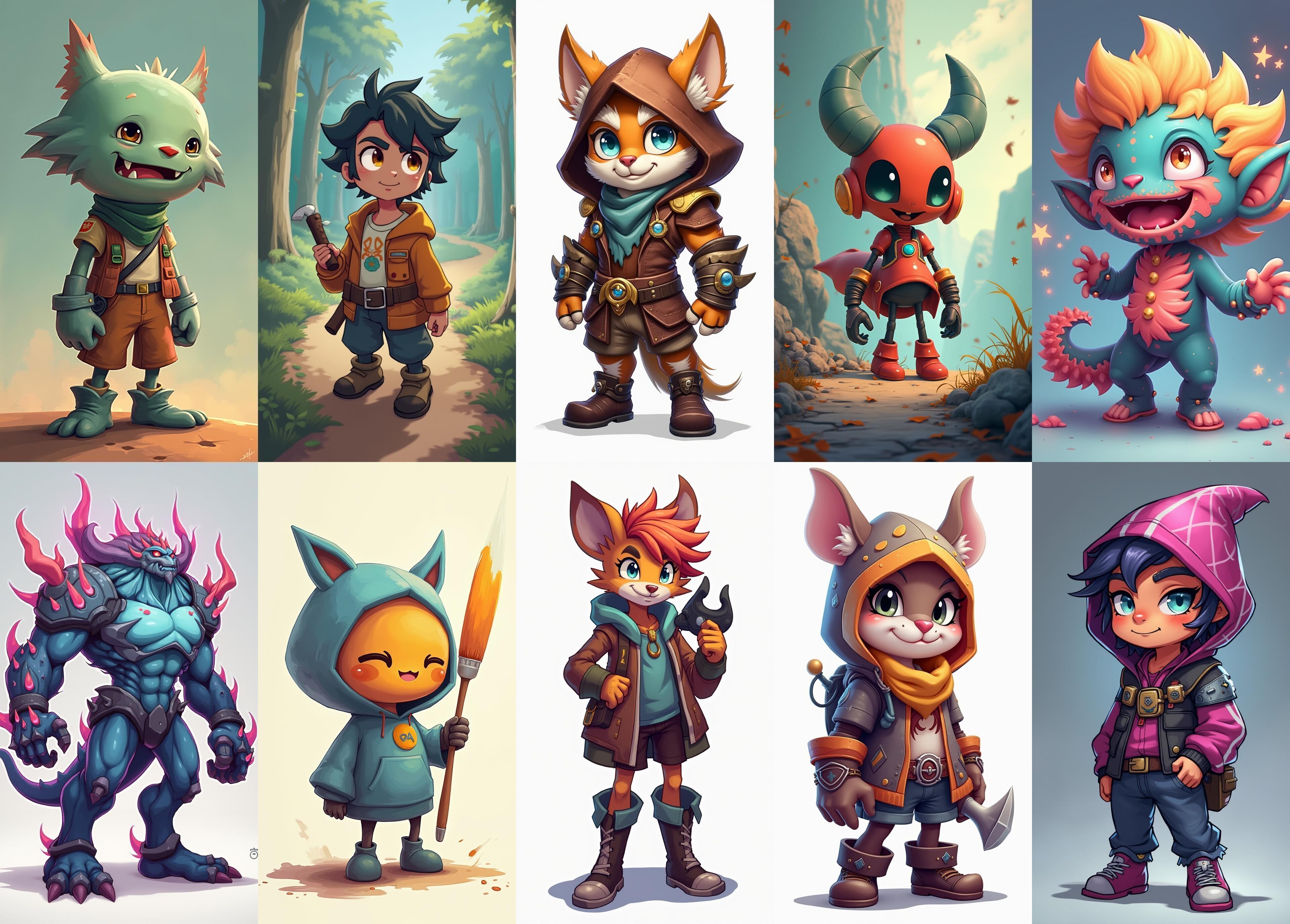 Strong Fantasy Hero bundle 5 pack 100 obj Low-poly 3D model_2