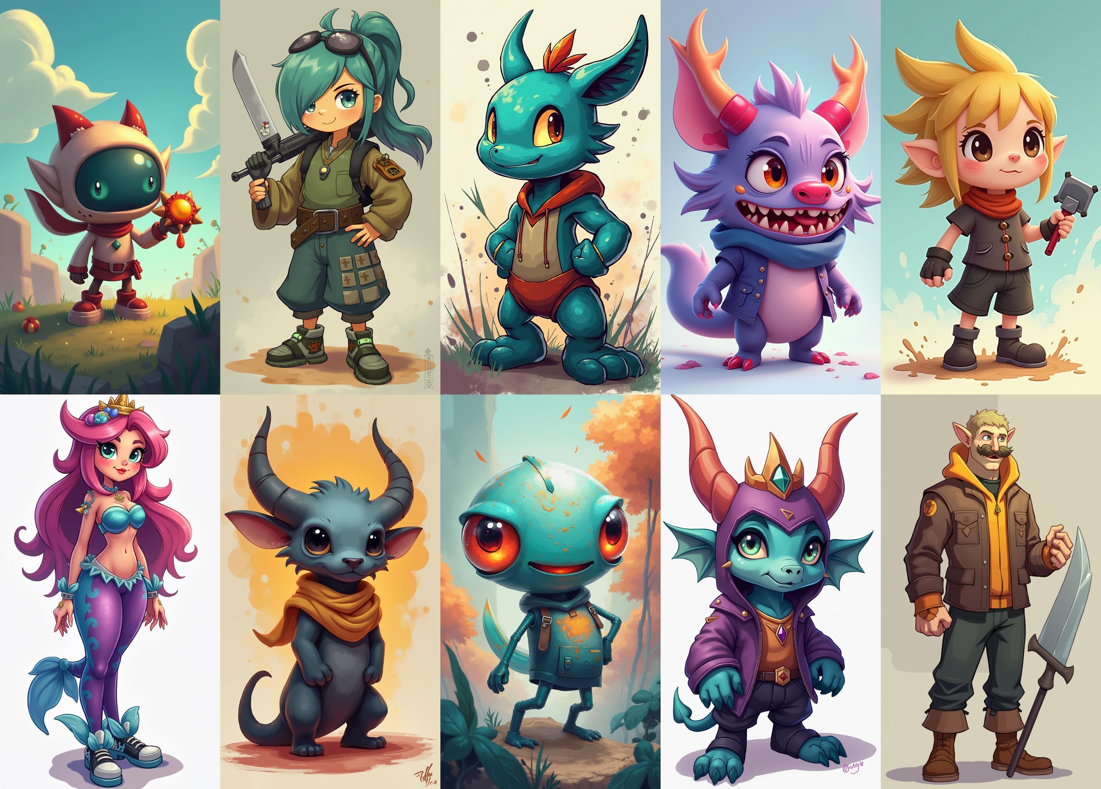 Strong Fantasy Hero bundle 4 pack 100 obj Low-poly 3D model_8