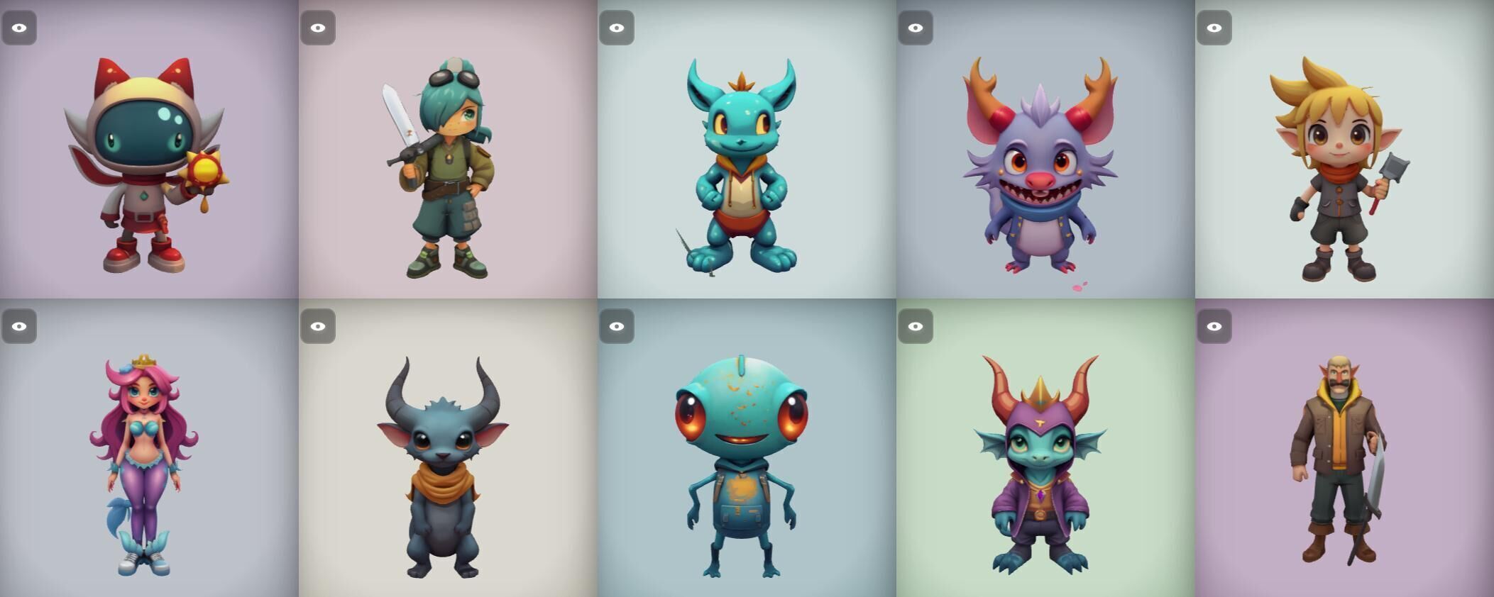 Strong Fantasy Hero bundle 4 pack 100 obj Low-poly 3D model_9