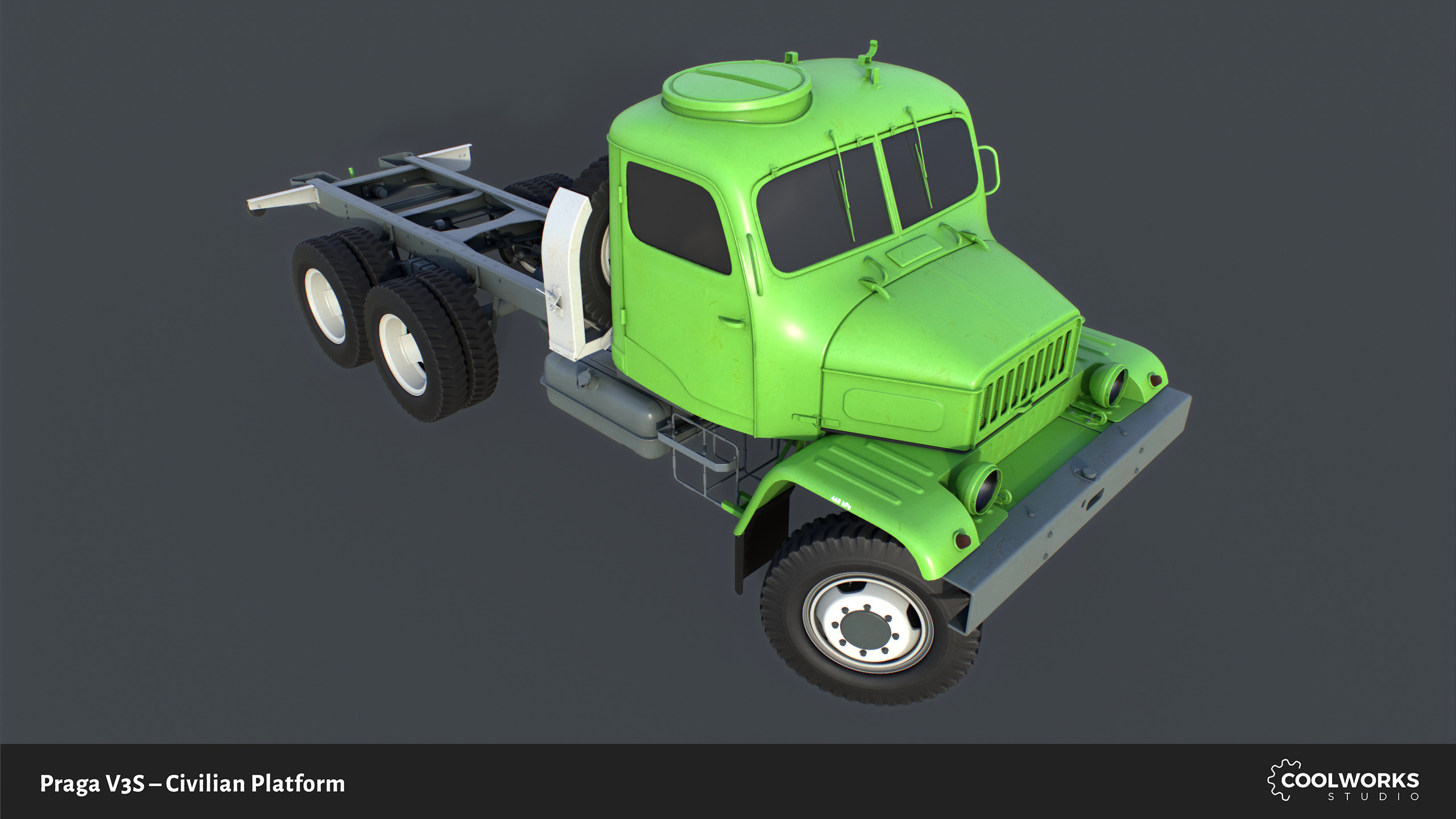 PV3S Truck Civilian Platform Free low-poly 3D model_6