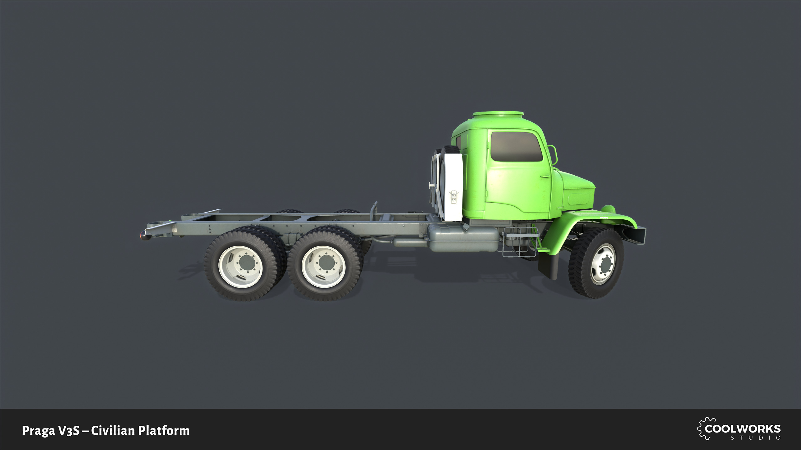 PV3S Truck Civilian Platform Free low-poly 3D model_3