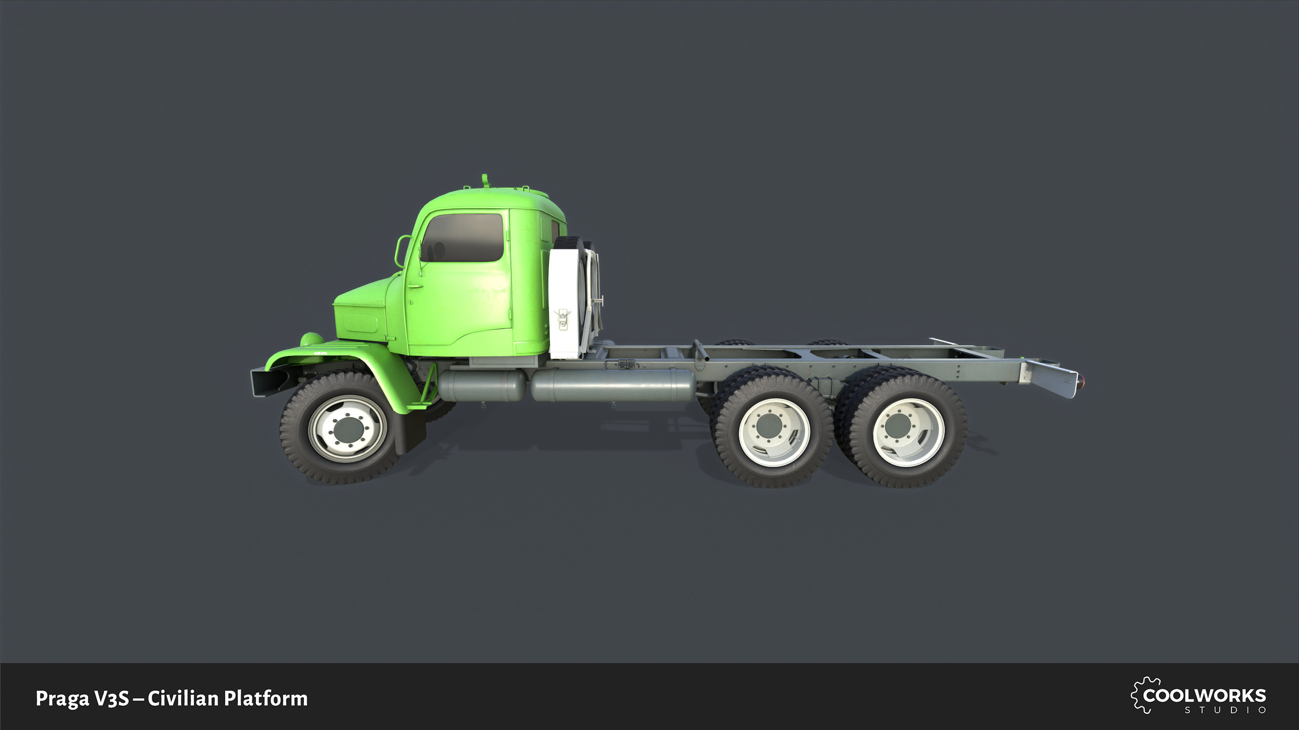 PV3S Truck Civilian Platform Free low-poly 3D model_7