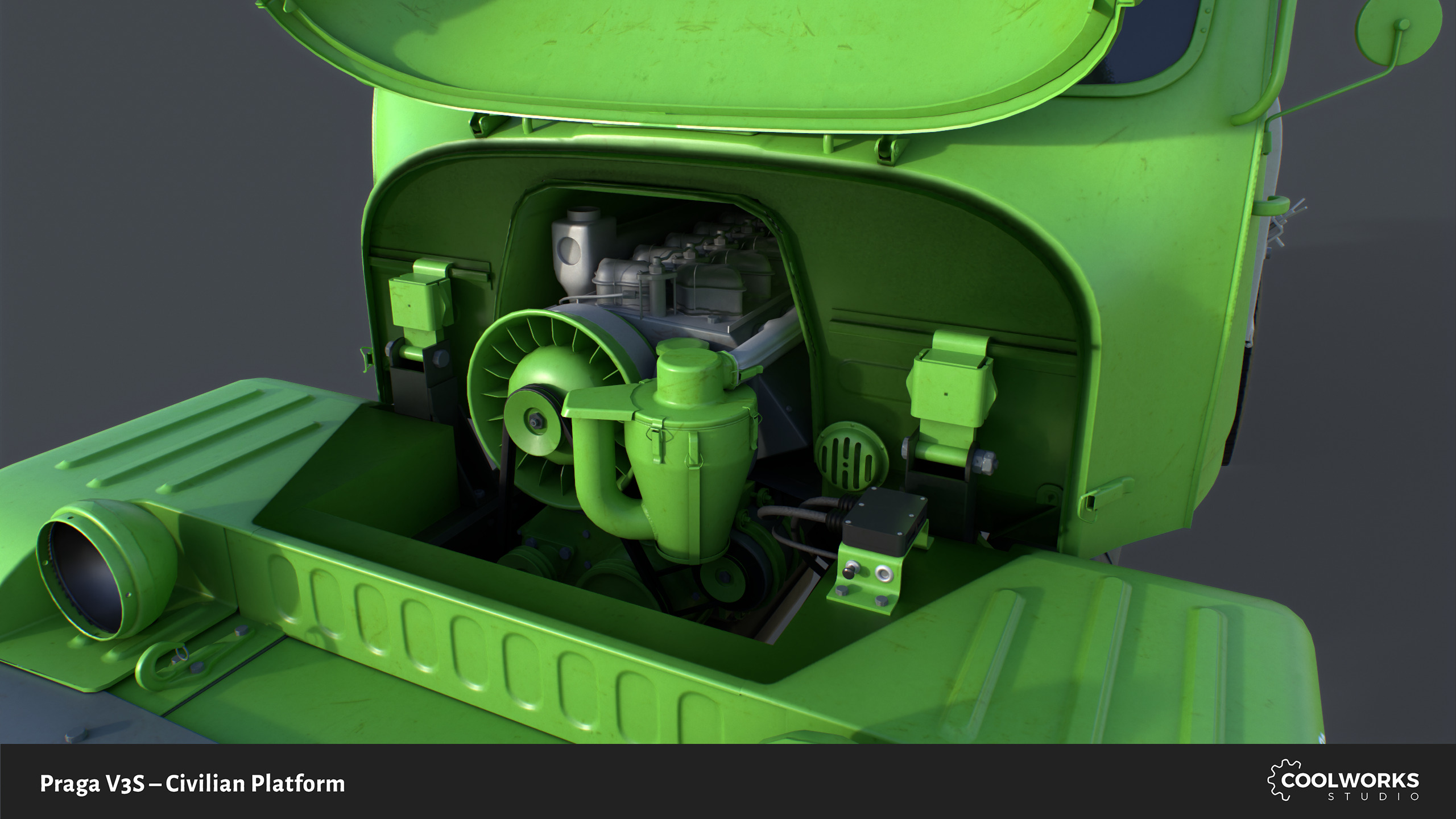 PV3S Truck Civilian Platform Free low-poly 3D model_9