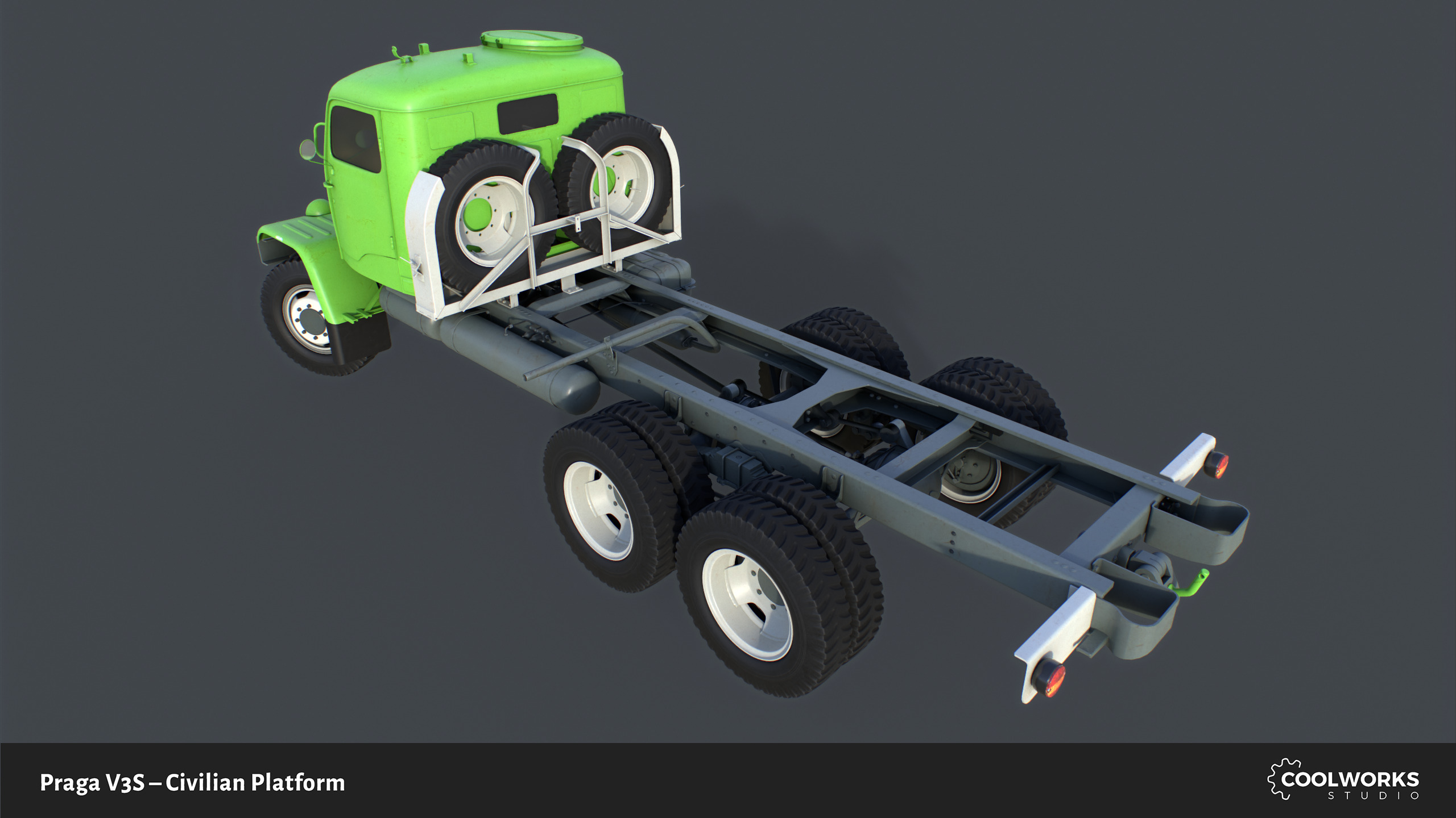 PV3S Truck Civilian Platform Free low-poly 3D model_5