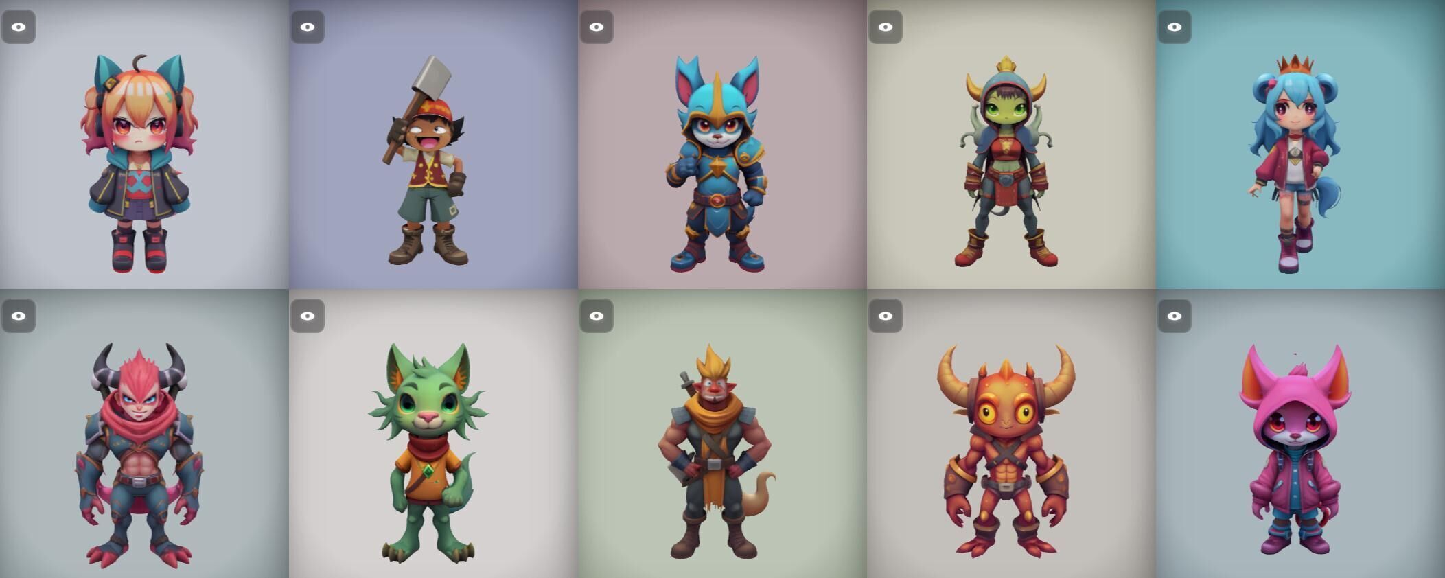 Strong Fantasy Hero bundle 10 pack 100 obj Low-poly 3D model_7