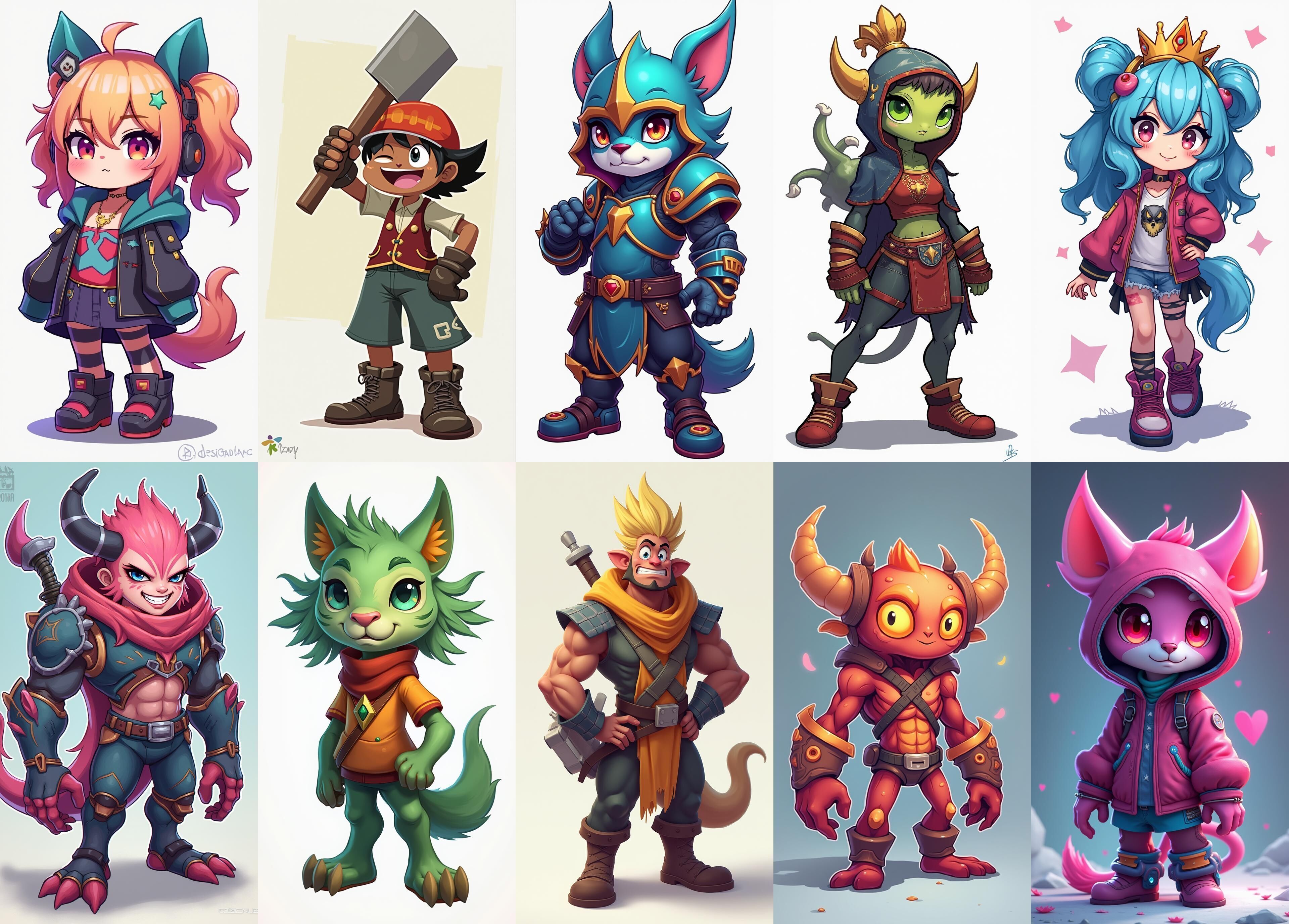 Strong Fantasy Hero bundle 10 pack 100 obj Low-poly 3D model_6