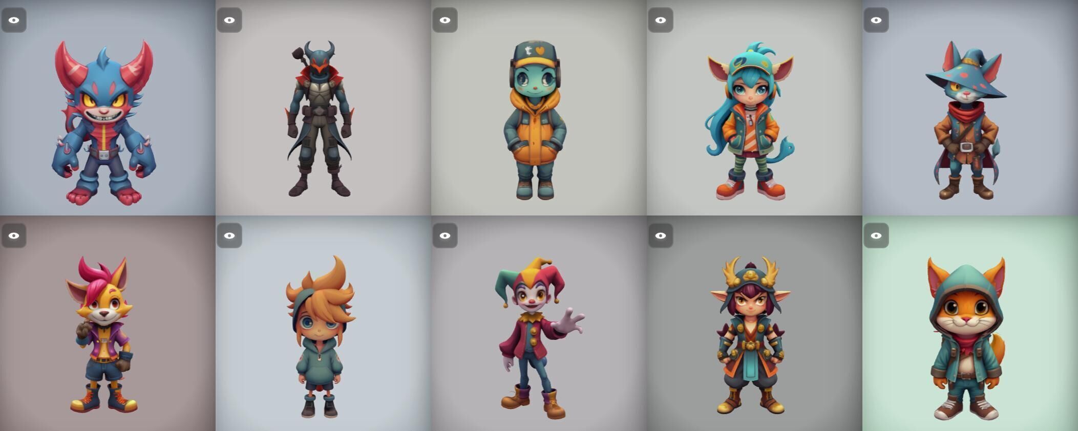 Strong Fantasy Hero bundle 10 pack 100 obj Low-poly 3D model_1