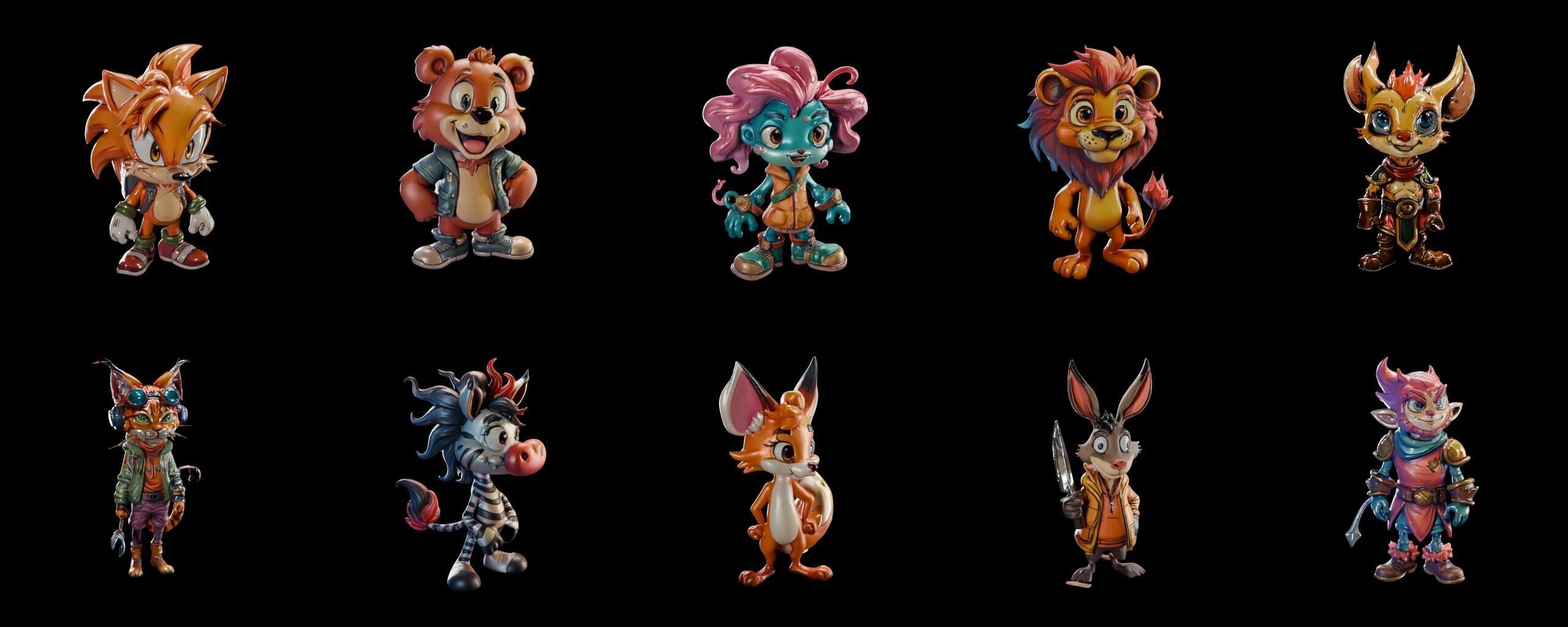 monster bundle 3 pack 100 fbx Low-poly 3D model_7