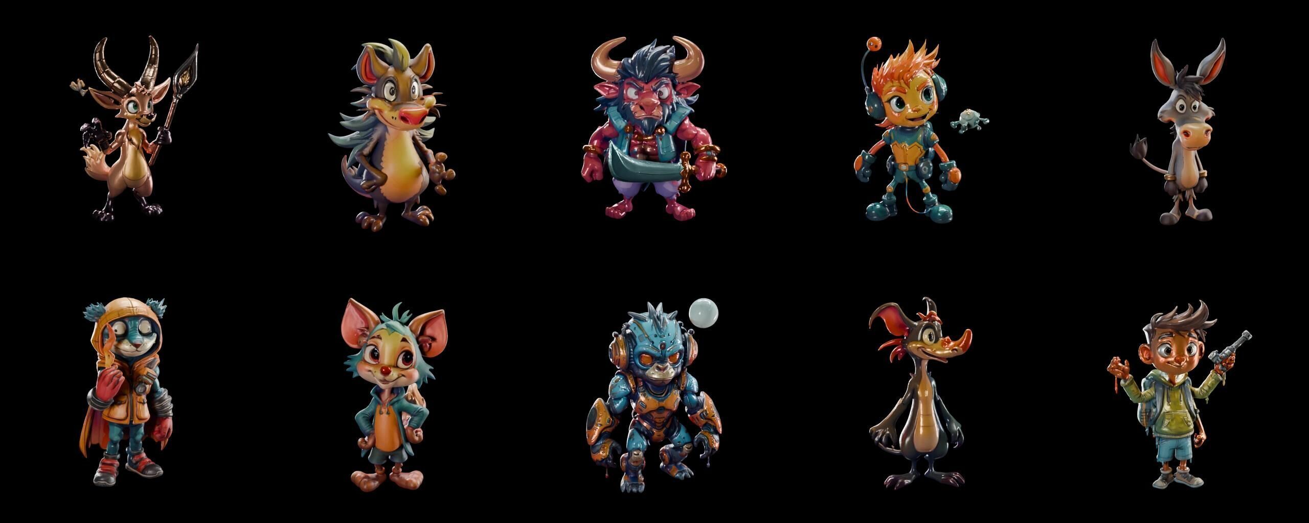 monster bundle 3 pack 100 fbx Low-poly 3D model_13