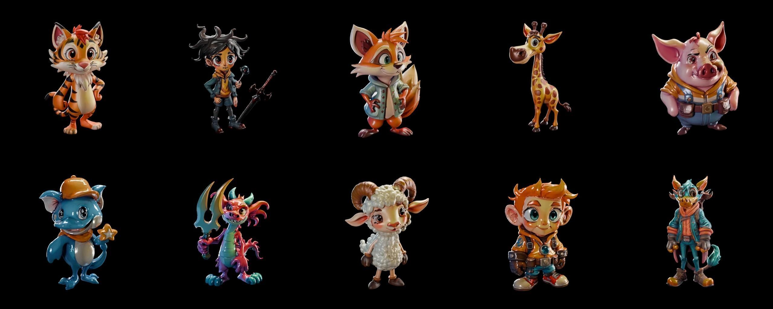 monster bundle 3 pack 100 fbx Low-poly 3D model_1