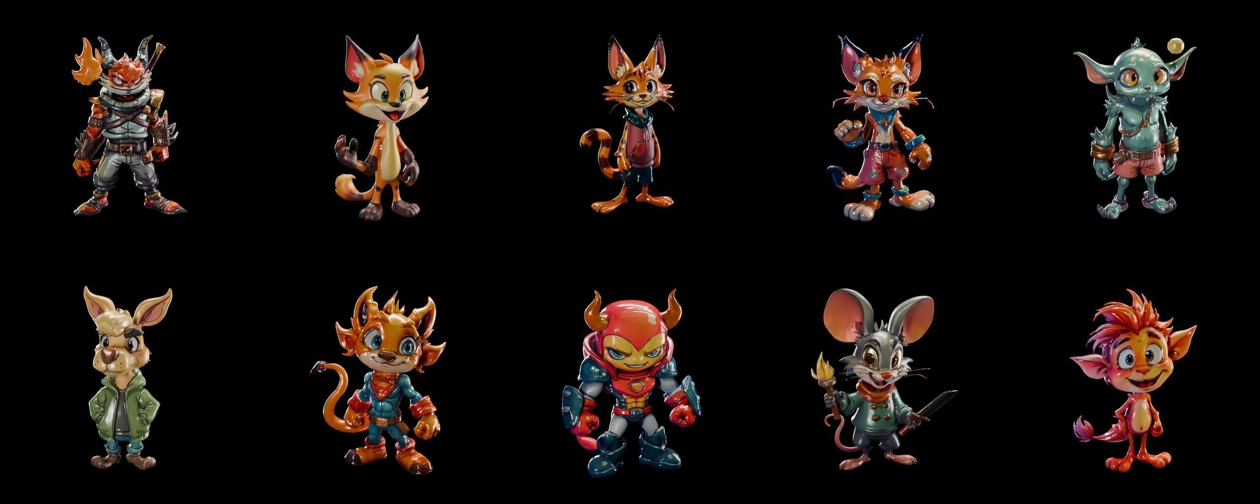 monster bundle 3 pack 100 fbx Low-poly 3D model_3