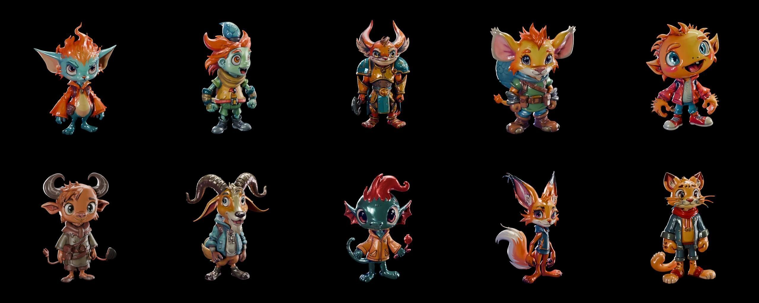 monster bundle 3 pack 100 fbx Low-poly 3D model_17