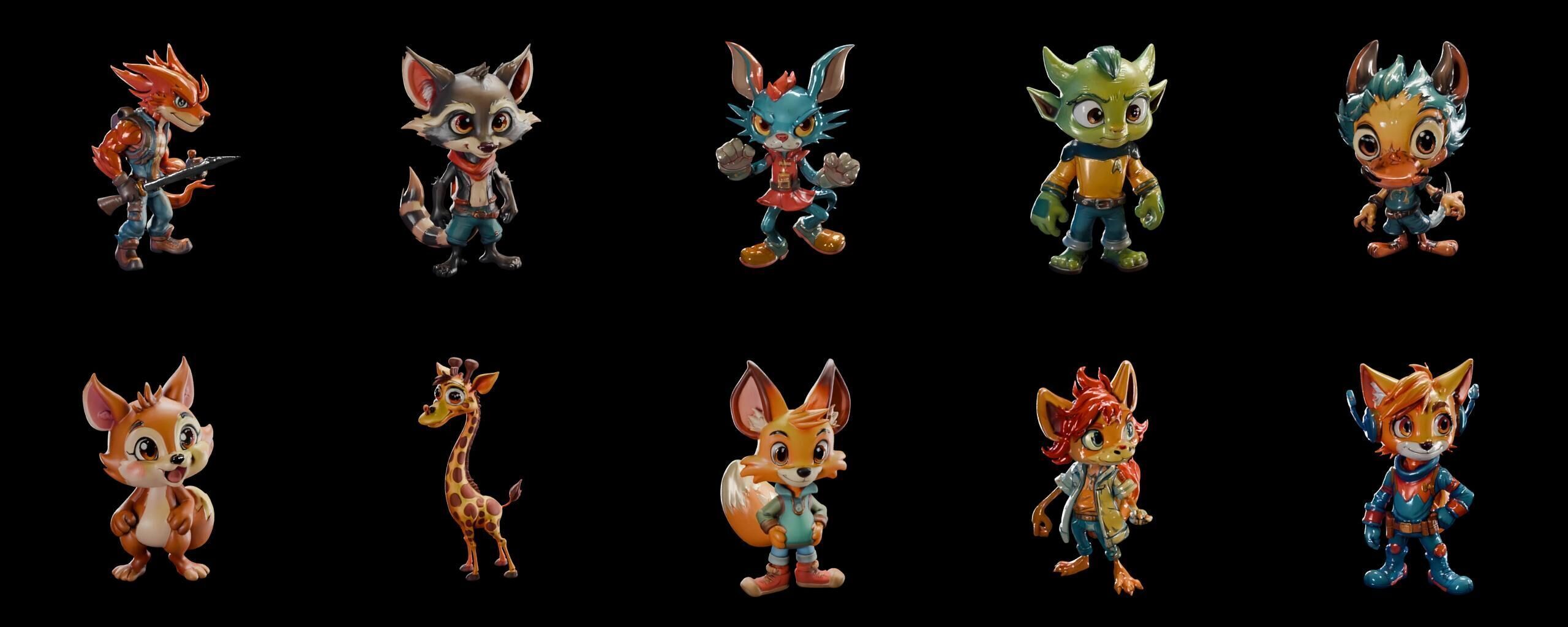 monster bundle 3 pack 100 fbx Low-poly 3D model_11