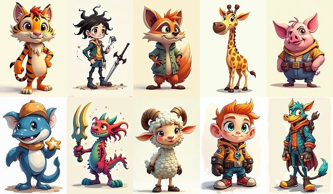 monster bundle 3 pack 100 fbx Low-poly 3D model