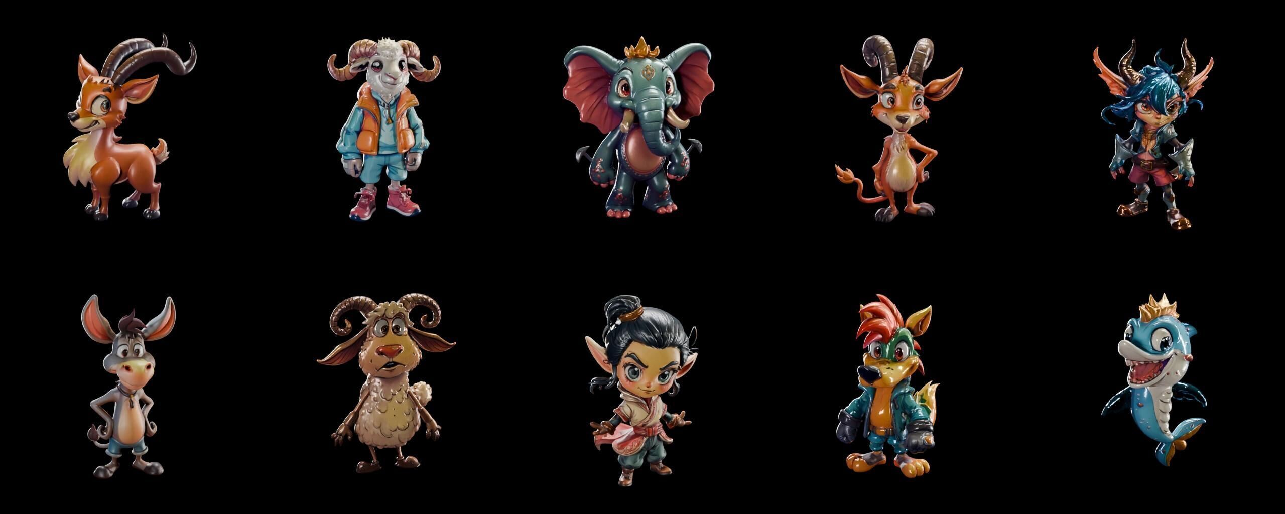 monster bundle 3 pack 100 fbx Low-poly 3D model_19