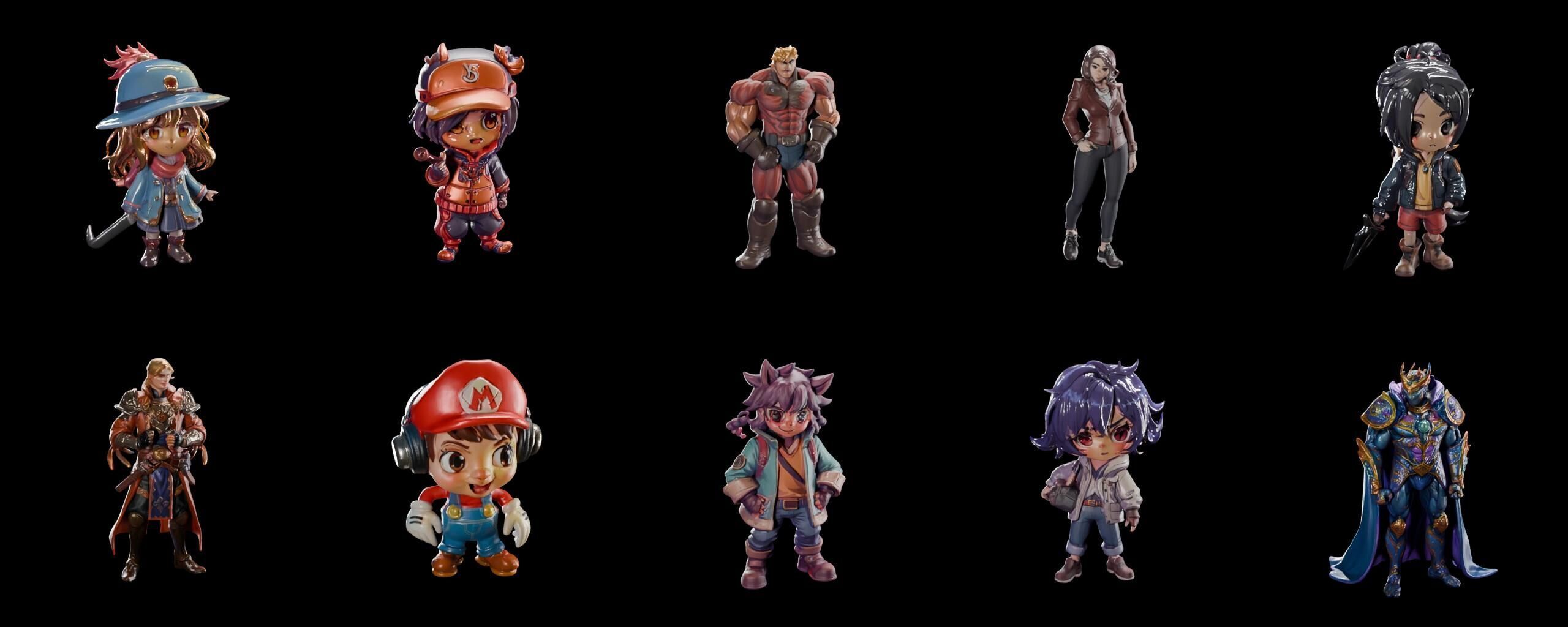 Mega Character  bundle 9 pack 100 fbx Low-poly 3D model_11