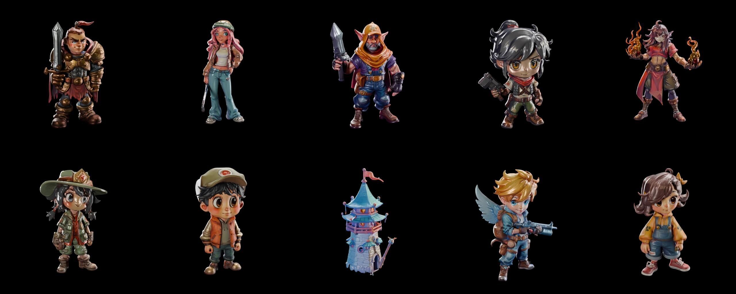 Mega Character  bundle 9 pack 100 fbx Low-poly 3D model_15