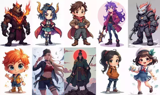 Mega Character  bundle 9 pack 100 fbx