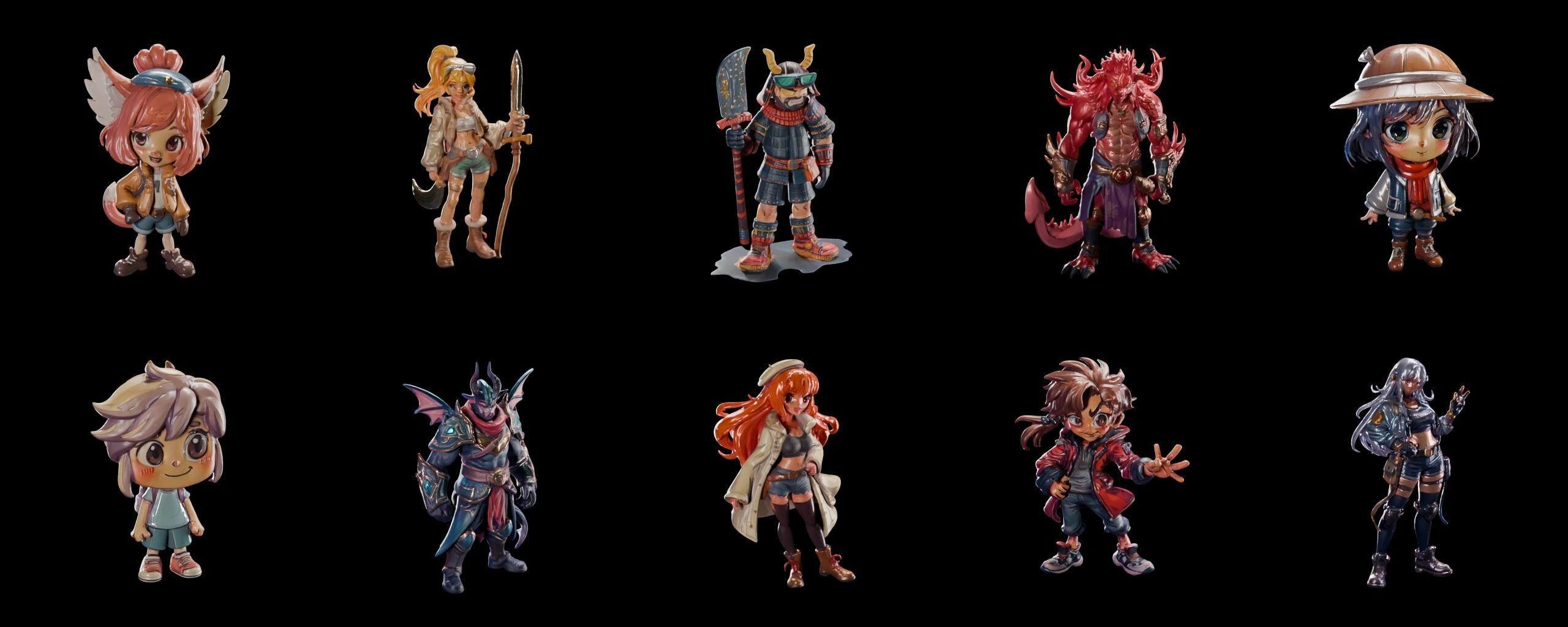 Mega Character  bundle 9 pack 100 fbx Low-poly 3D model_3