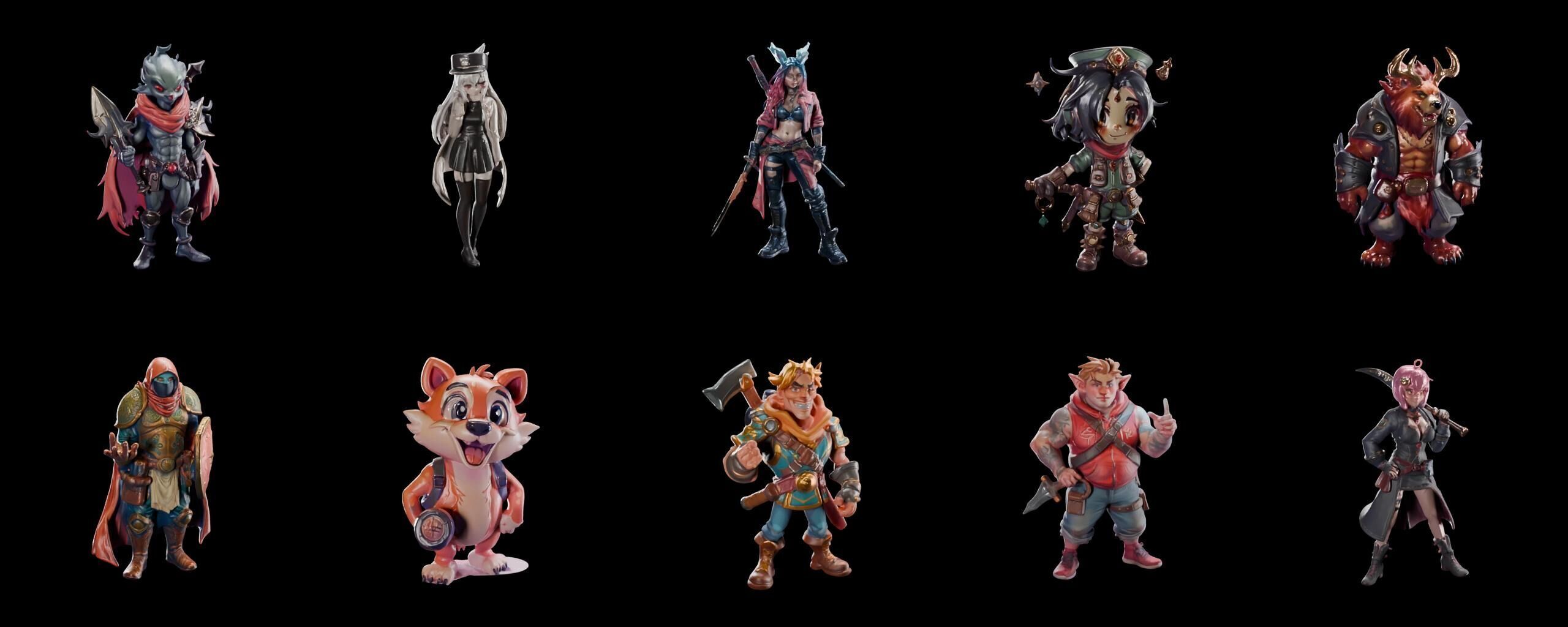 Mega Character  bundle 9 pack 100 fbx Low-poly 3D model_7