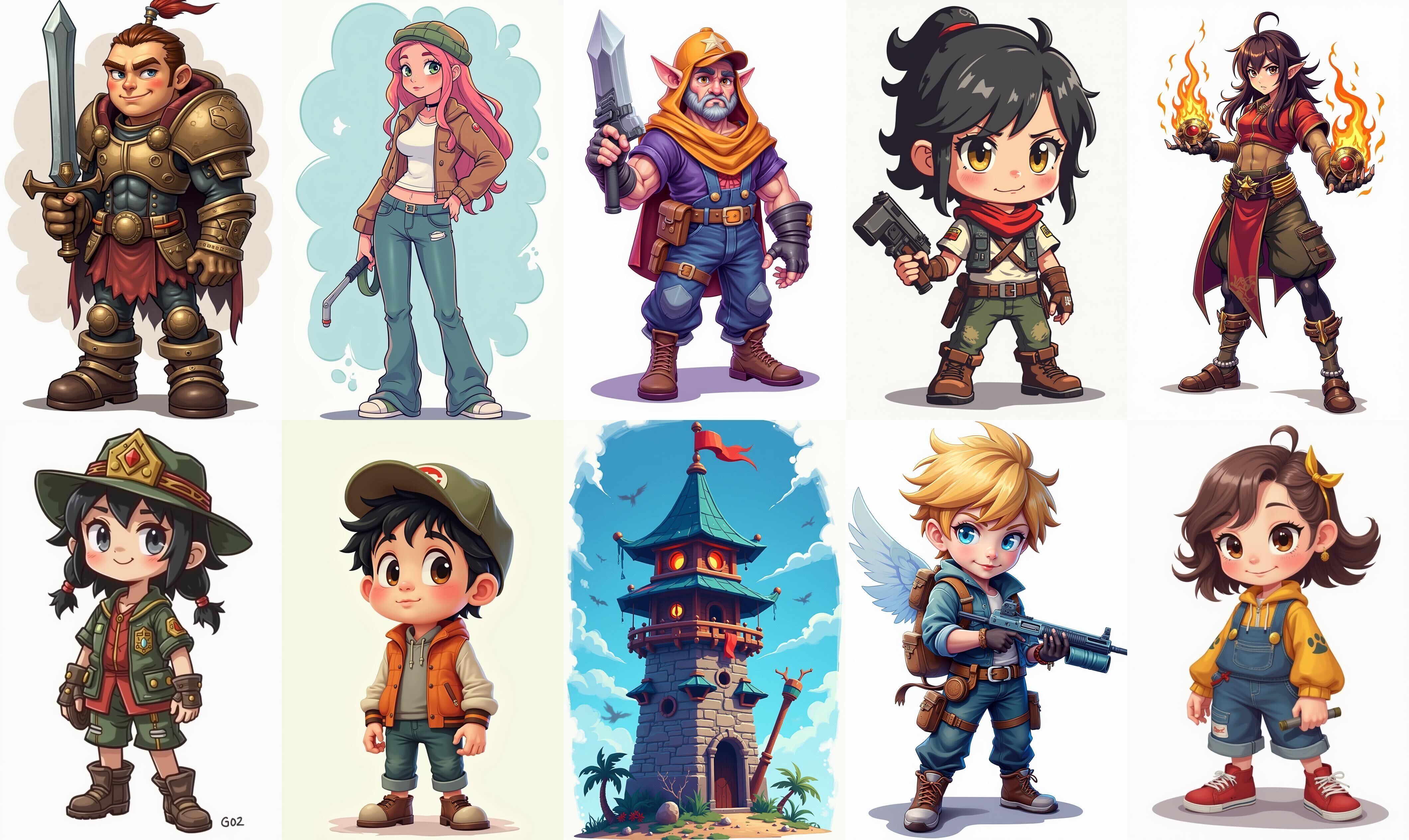 Mega Character  bundle 9 pack 100 fbx Low-poly 3D model_14