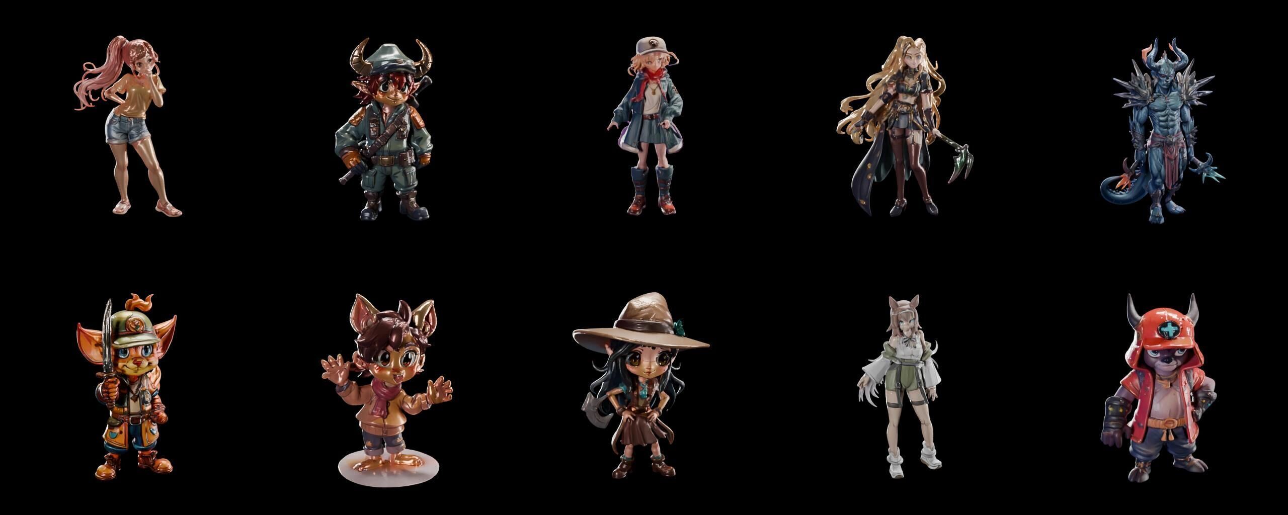 Mega Character  bundle 9 pack 100 fbx Low-poly 3D model_17