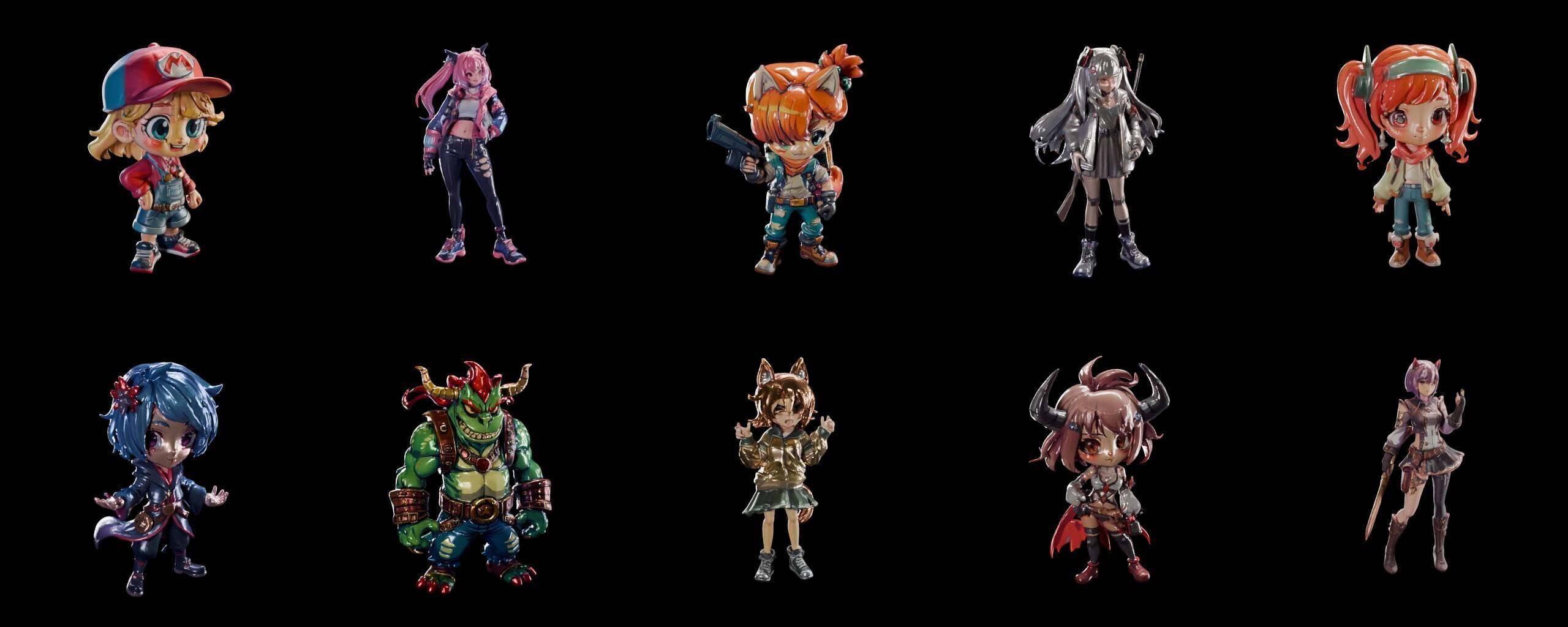 Mega Character  bundle 9 pack 100 fbx Low-poly 3D model_9