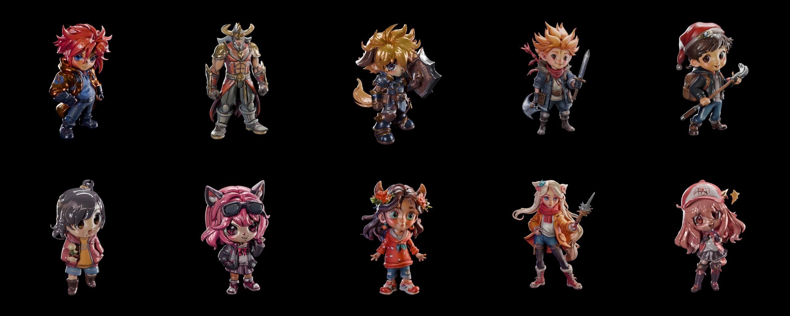 Mega Character  bundle 9 pack 100 fbx Low-poly 3D model_19