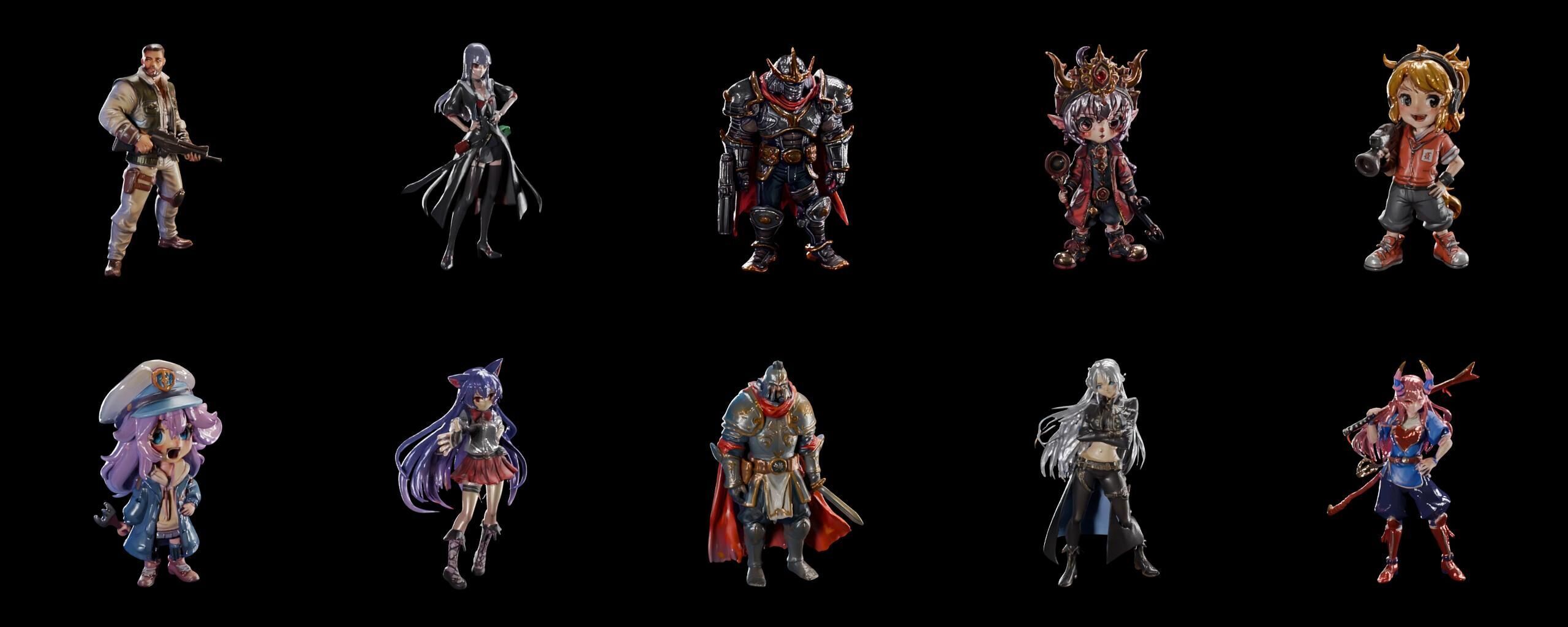 Mega Character  bundle 9 pack 100 fbx Low-poly 3D model_13