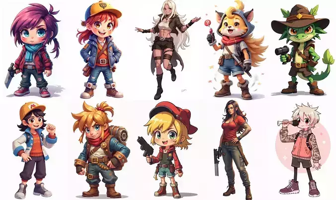 Mega Character  bundle 7 pack 100 fbx