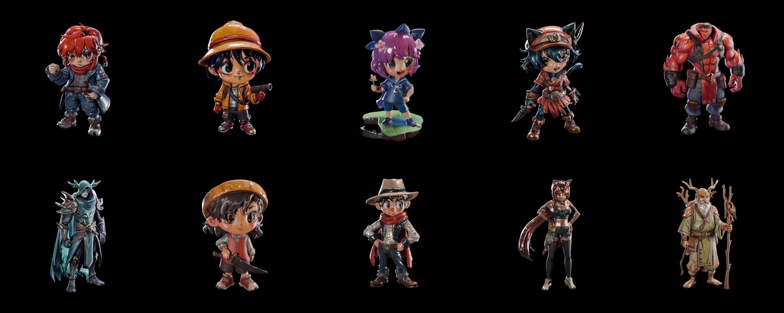 Mega Character  bundle 7 pack 100 fbx Low-poly 3D model_14