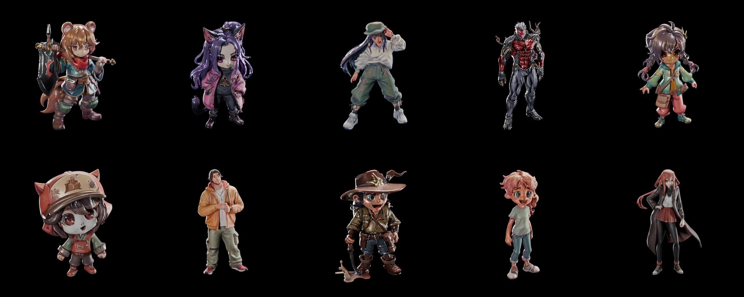 Mega Character  bundle 7 pack 100 fbx Low-poly 3D model_12