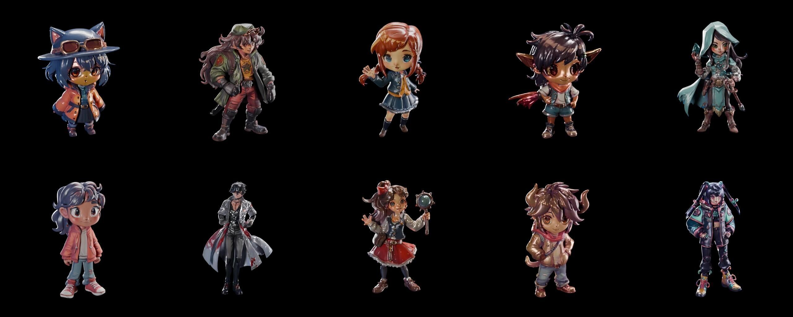 Mega Character  bundle 7 pack 100 fbx Low-poly 3D model_4