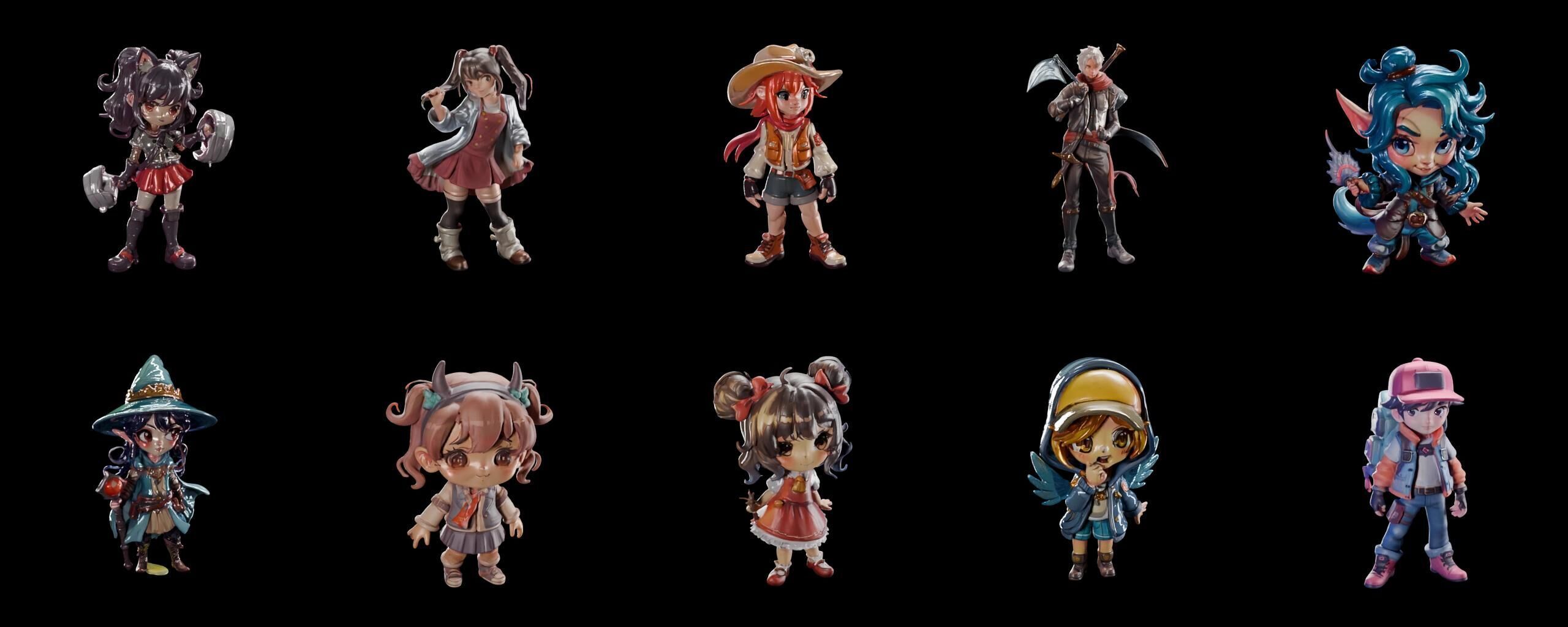 Mega Character  bundle 7 pack 100 fbx Low-poly 3D model_16