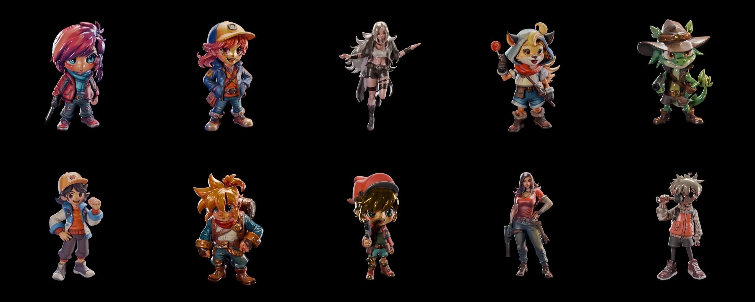 Mega Character  bundle 7 pack 100 fbx Low-poly 3D model_1