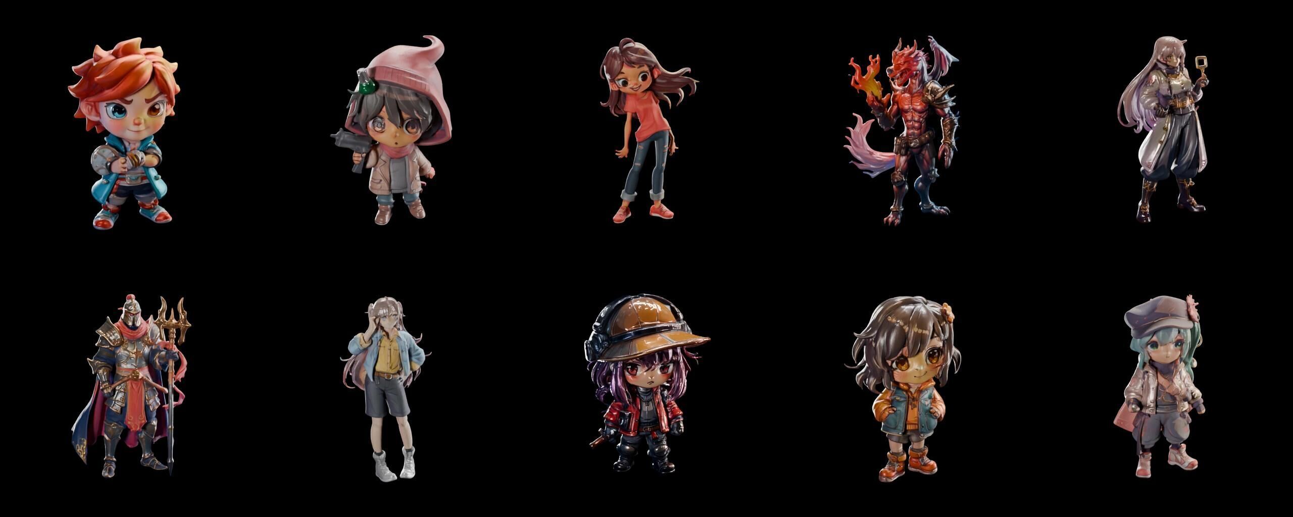 Mega Character  bundle 7 pack 100 fbx Low-poly 3D model_10