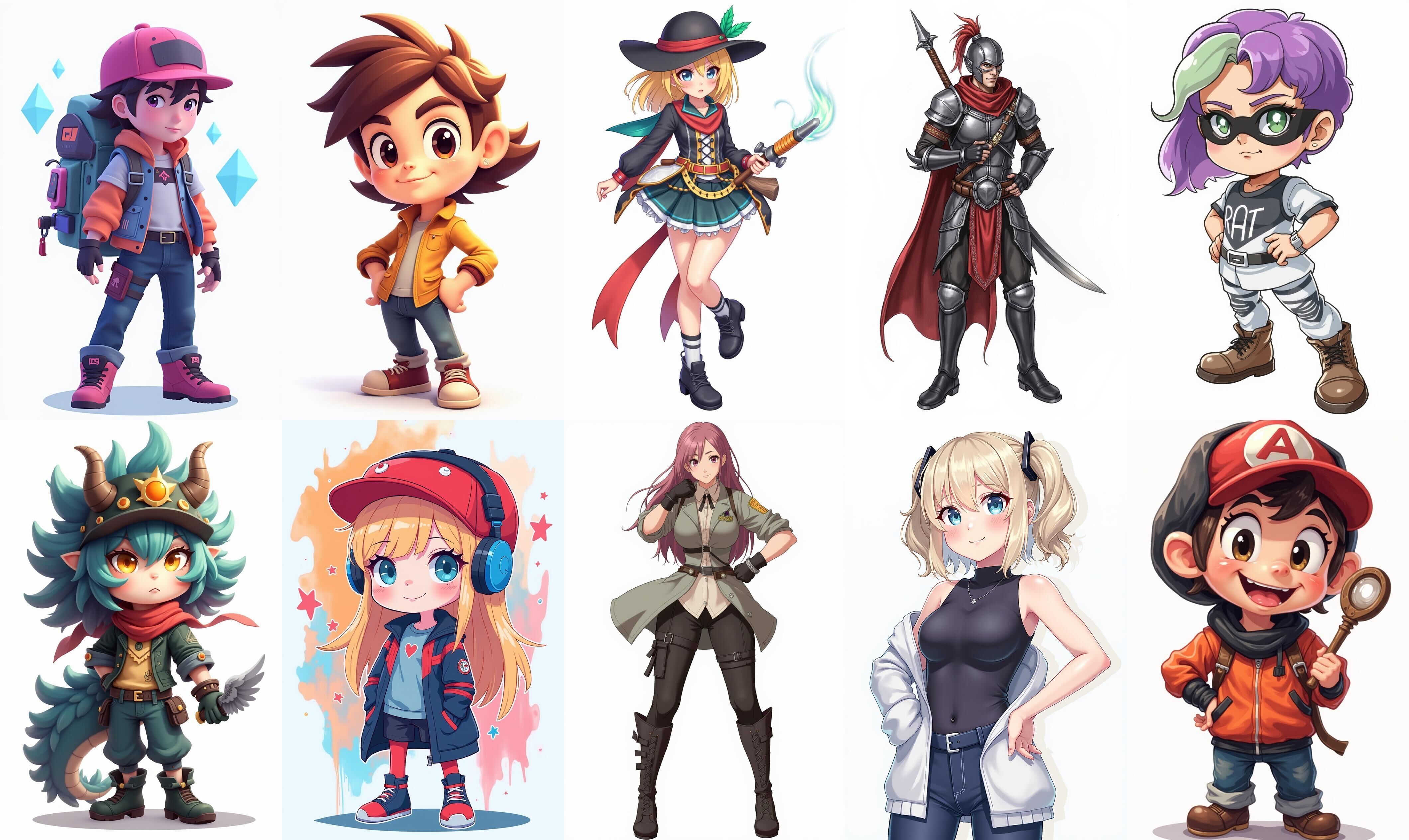 Mega Character  bundle 7 pack 100 fbx Low-poly 3D model_17