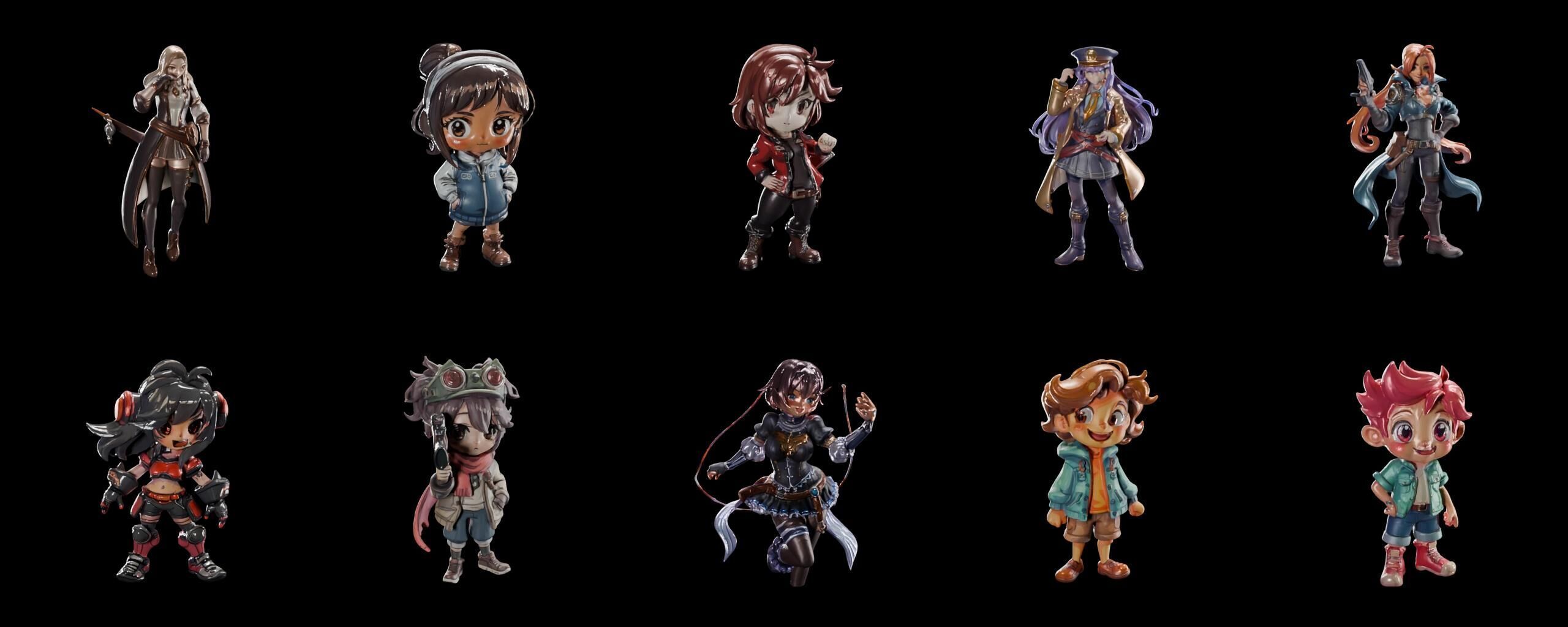 Mega Character  bundle 7 pack 100 fbx Low-poly 3D model_8