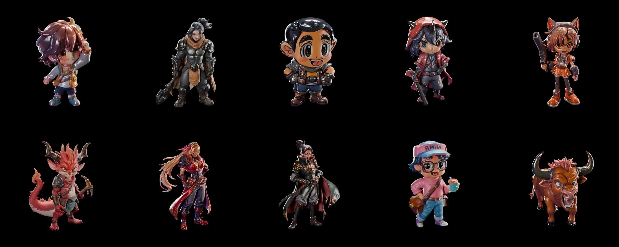 Mega Character  bundle 4 pack 100 fbx Low-poly 3D model_18