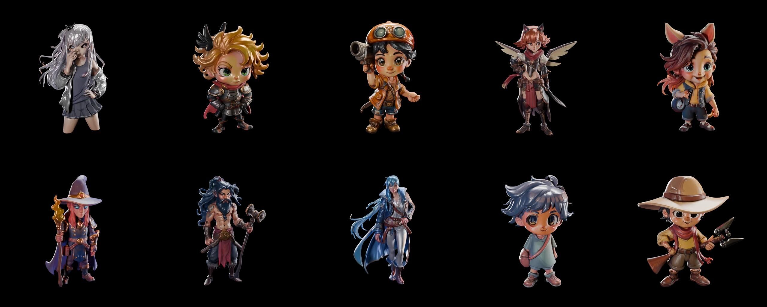 Mega Character  bundle 4 pack 100 fbx Low-poly 3D model_1