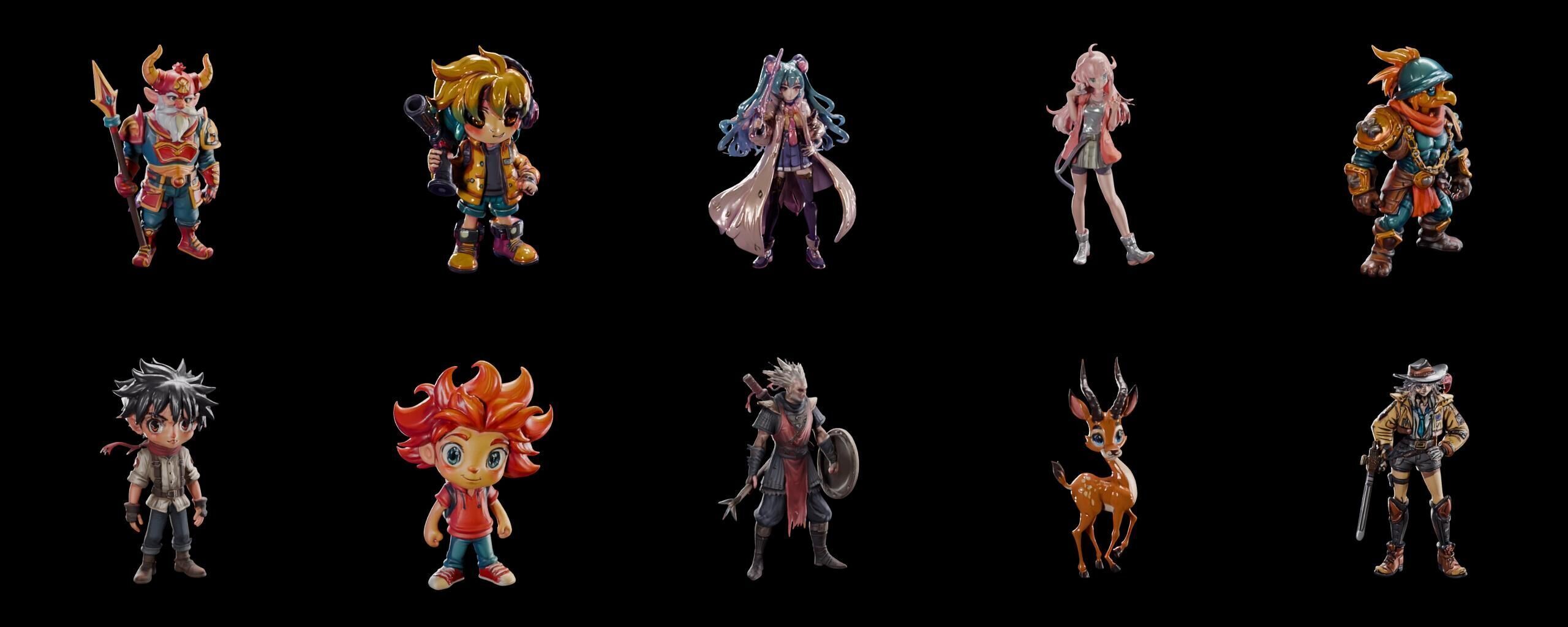 Mega Character  bundle 4 pack 100 fbx Low-poly 3D model_10