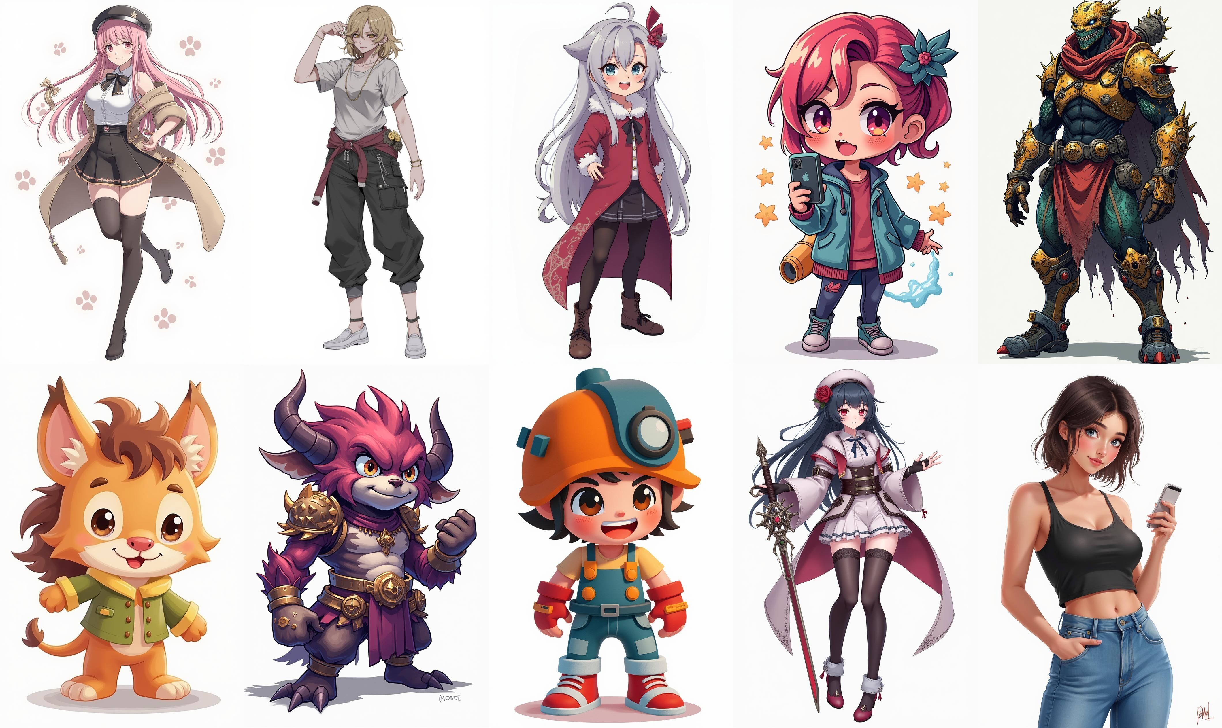 Mega Character  bundle 4 pack 100 fbx Low-poly 3D model_7