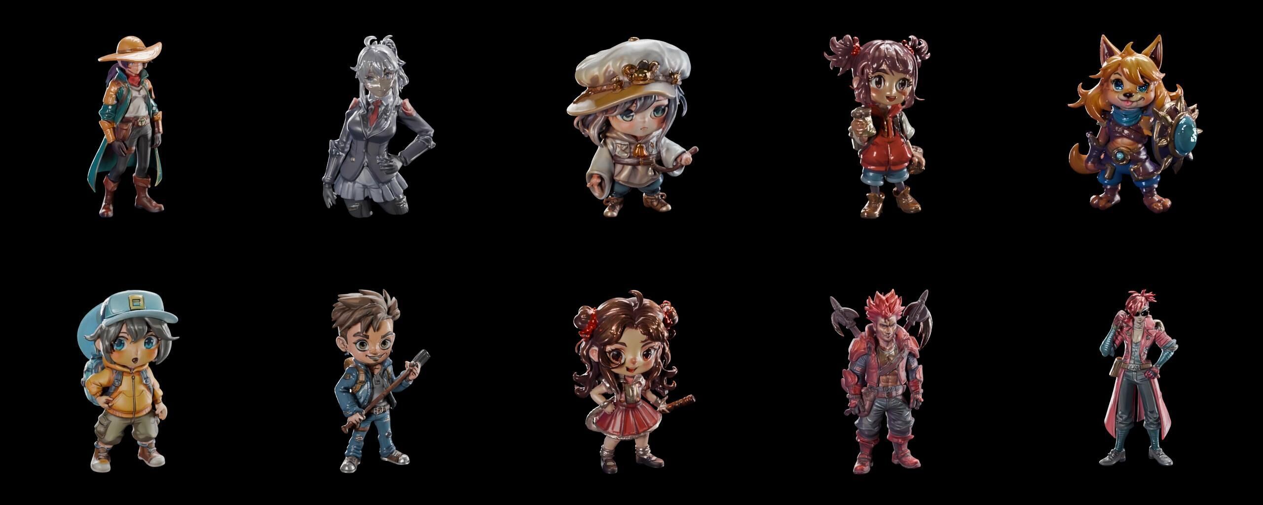 Mega Character  bundle 4 pack 100 fbx Low-poly 3D model_4