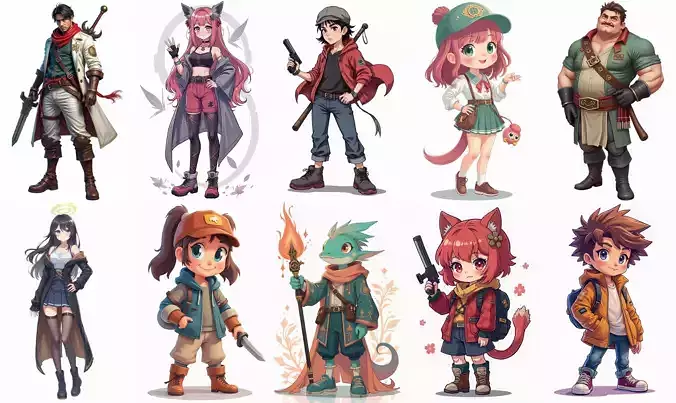 Mega Character  bundle 2 pack 100 fbx