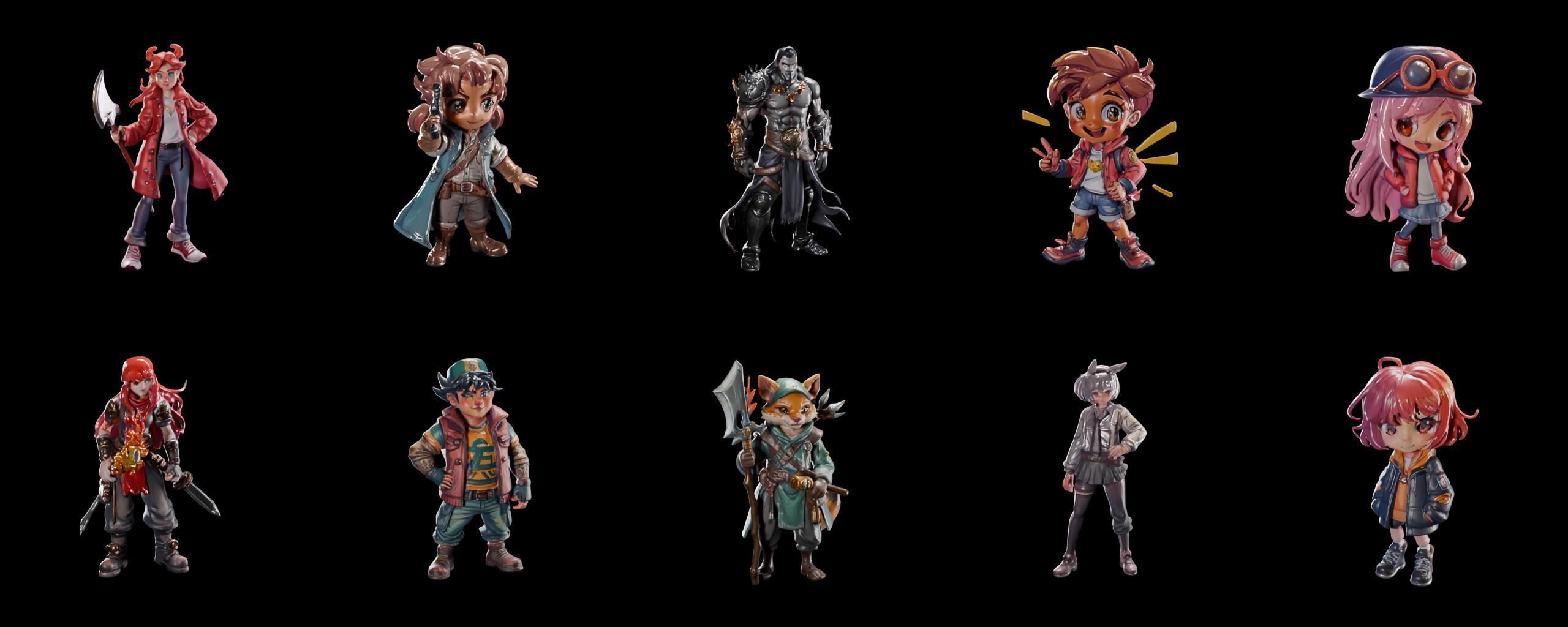 Mega Character  bundle 2 pack 100 fbx Low-poly 3D model_11