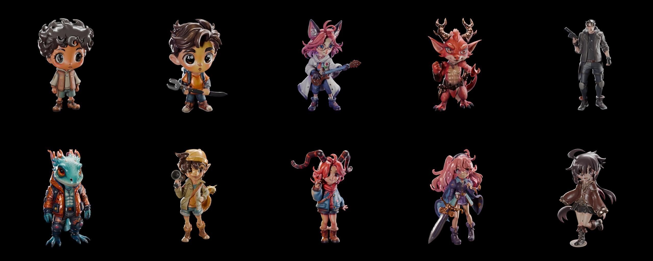 Mega Character  bundle 2 pack 100 fbx Low-poly 3D model_5