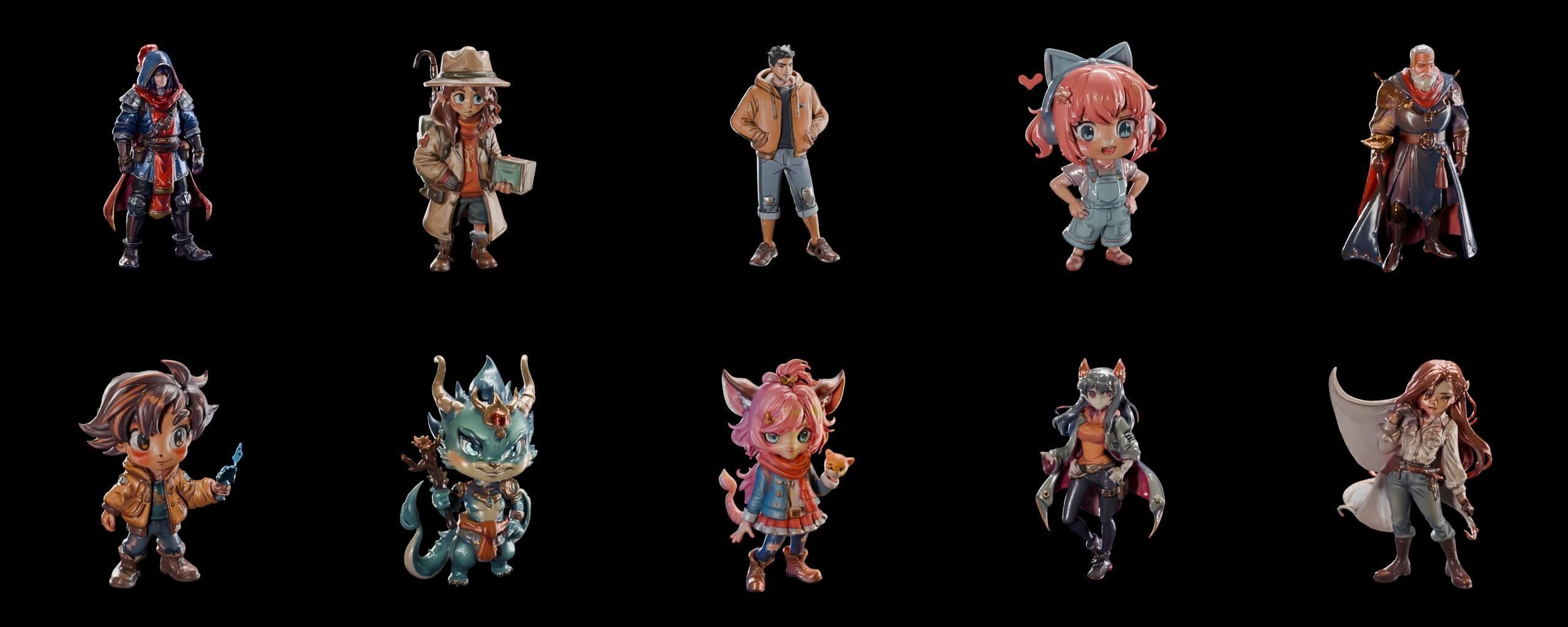 Mega Character  bundle 2 pack 100 fbx Low-poly 3D model_7