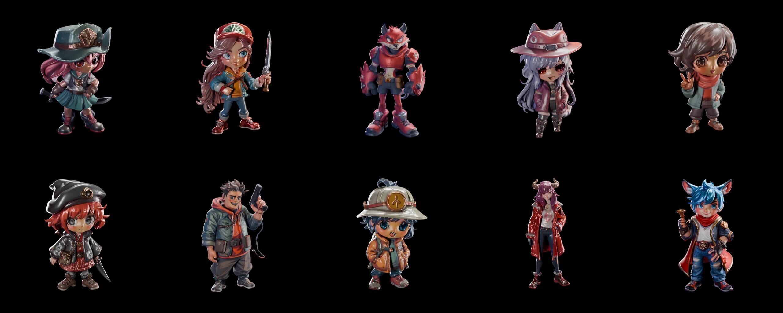 Mega Character  bundle 2 pack 100 fbx Low-poly 3D model_19